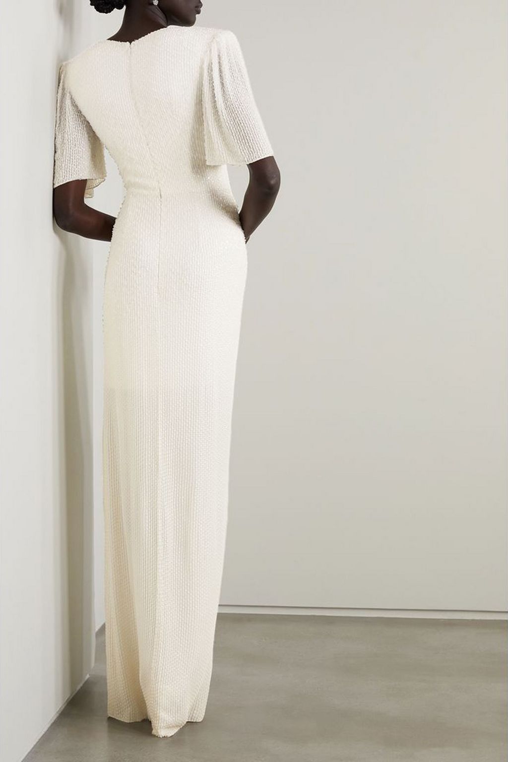 JENNY PACKHAM 드레이프 랩 이펙트 장식 시폰 가운