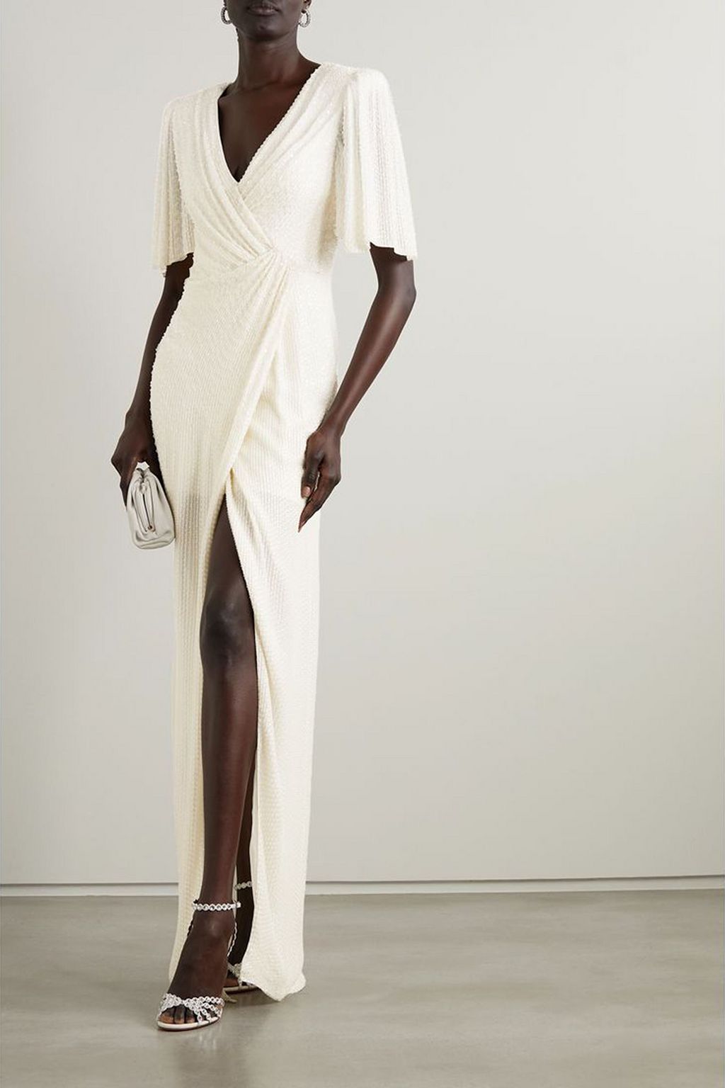 JENNY PACKHAM 드레이프 랩 이펙트 장식 시폰 가운