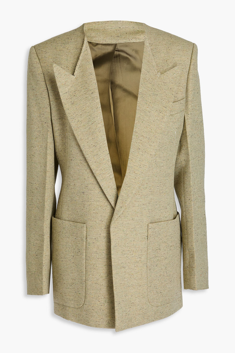 victoria beckham - donegal wool-blend tweed blazer - green - uk 6