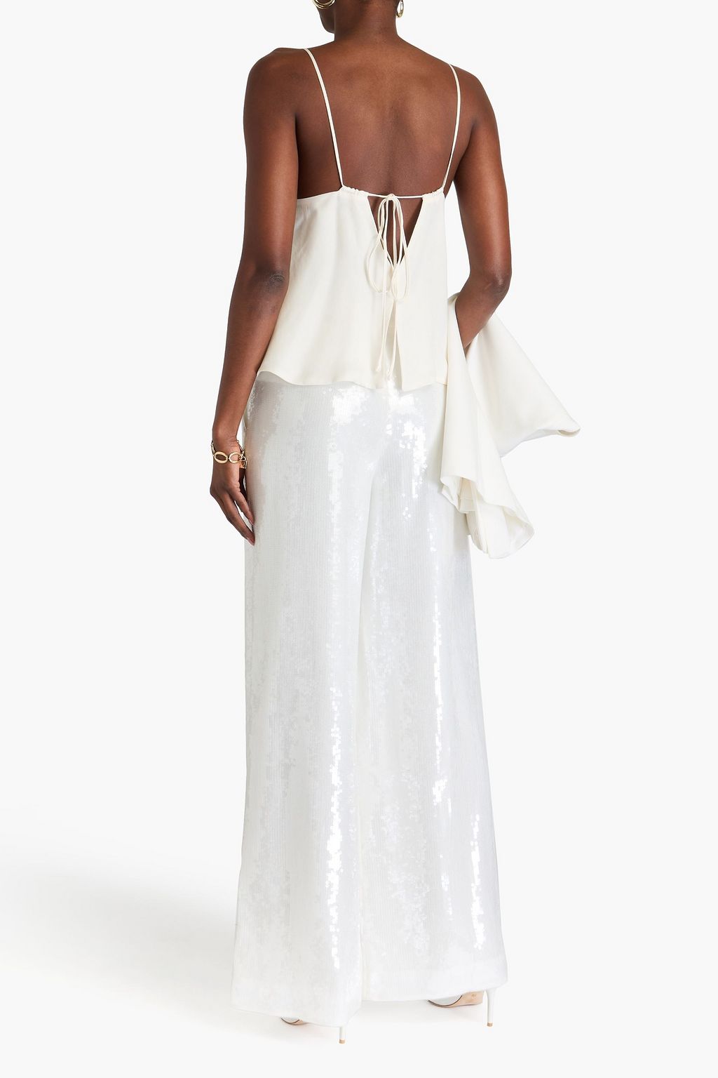 THEORY Sequined chiffon wide-leg pants