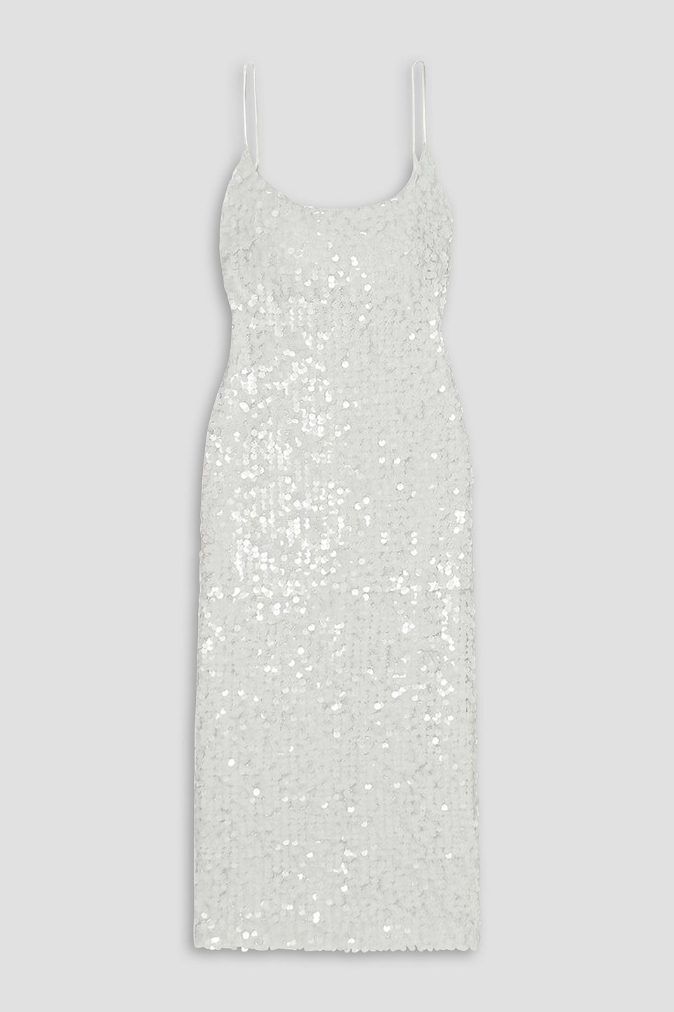 Galvan Mykonos Sequined Metallic Tulle Midi Dress In White