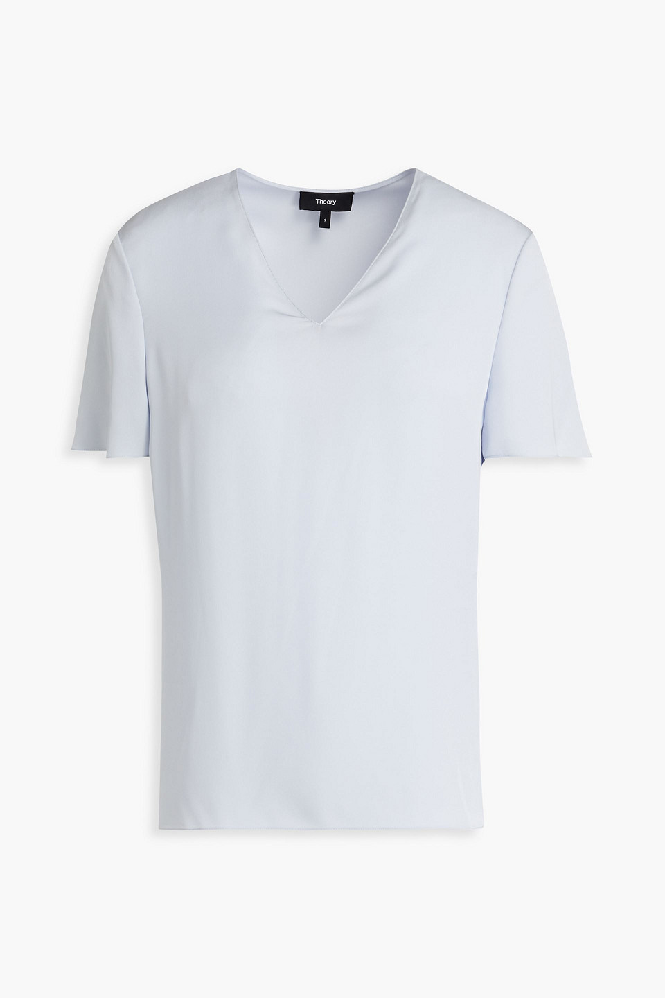 Theory Silk Crepe De Chine Top In Sky Blue