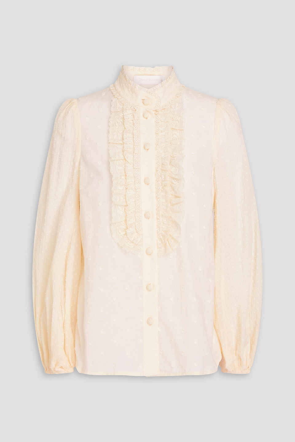 Zimmermann Ruffled Crocheted Lace-trimmed Fil Coupé Cotton-voile Blouse In White