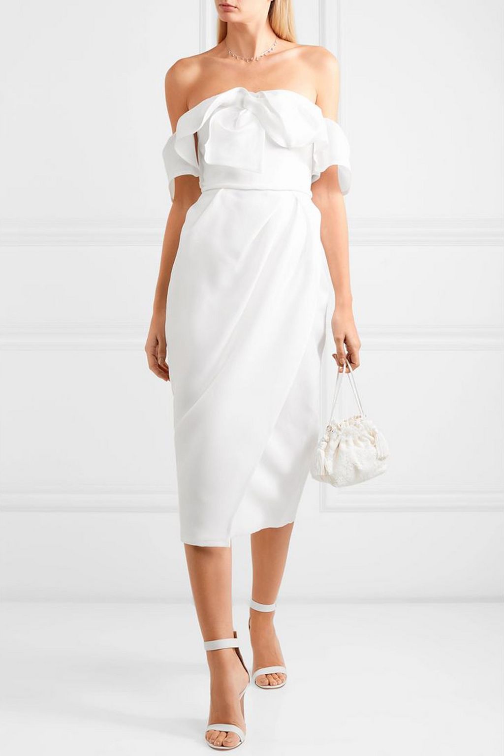 CAROLINA HERRERA Harley off-the-shoulder silk-piqué dress