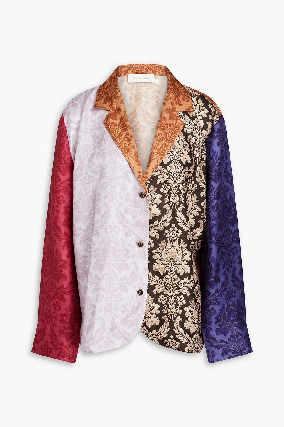 Patchwork-effect printed silk shirt