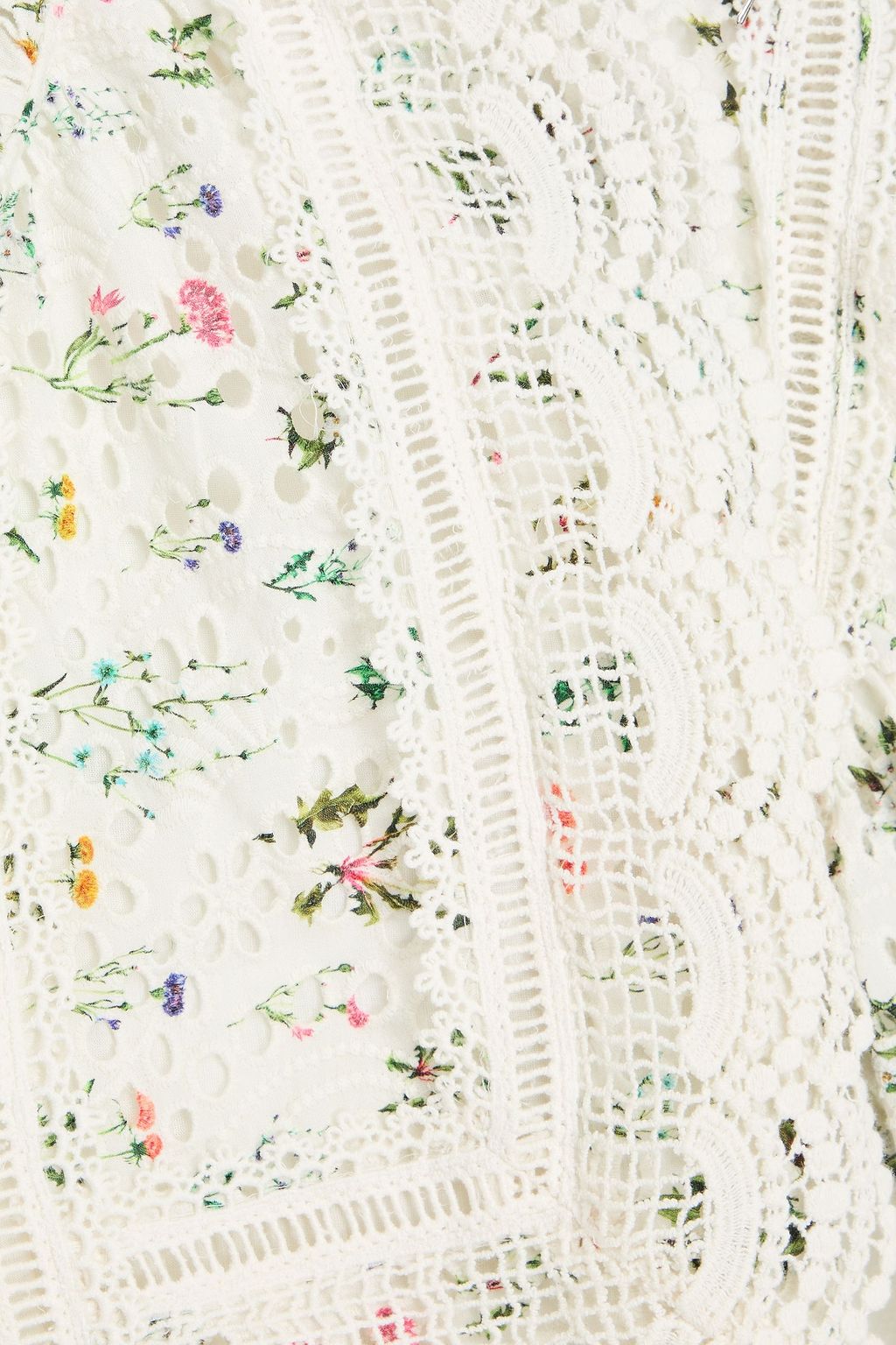ALICE + OLIVIA イギリス刺繍 クロップドトップス かぎ針編みパネル フローラルプリント