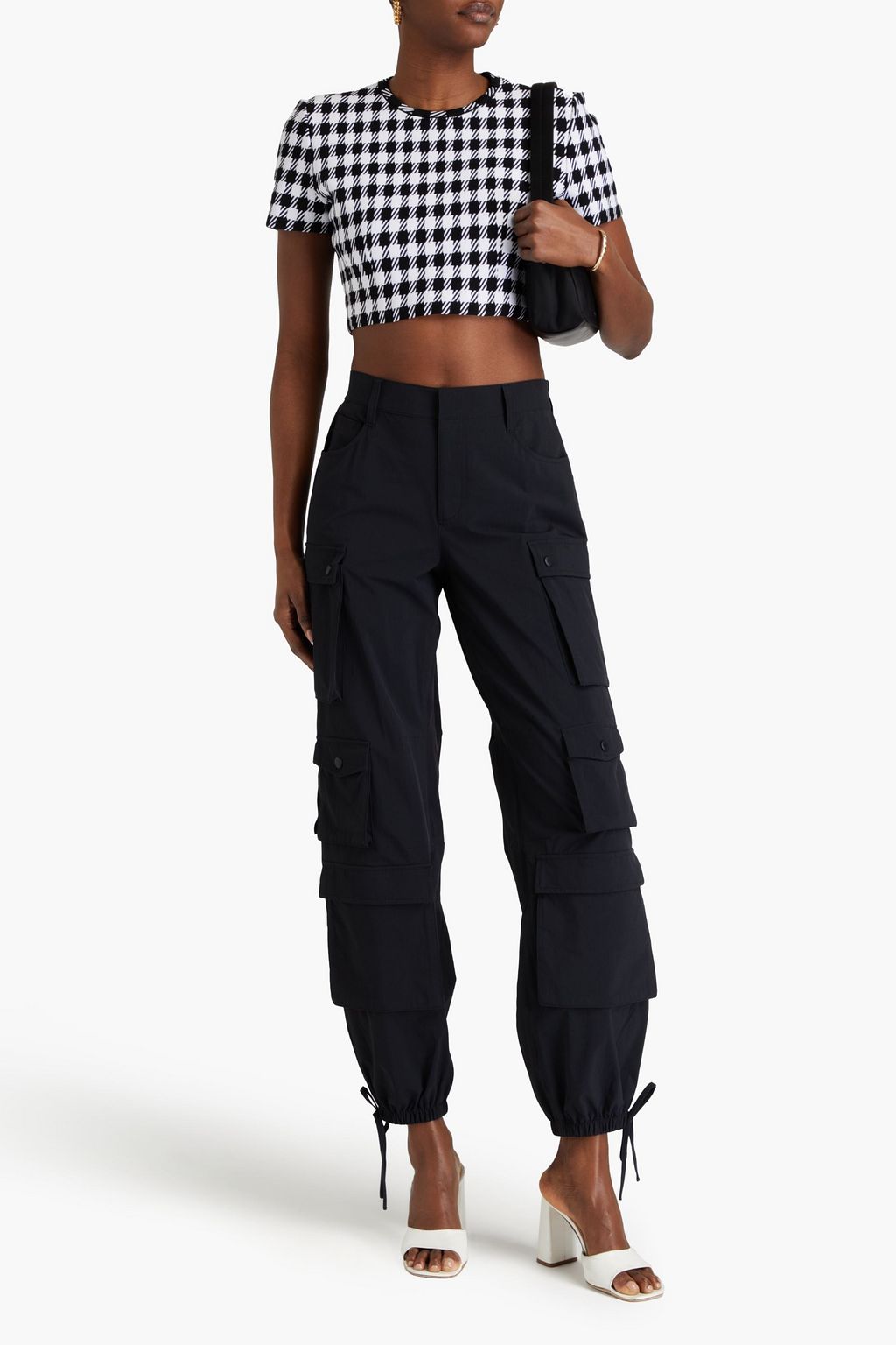 ALICE + OLIVIA بنطال كارغو من قماش عازل ونسيج مطاط