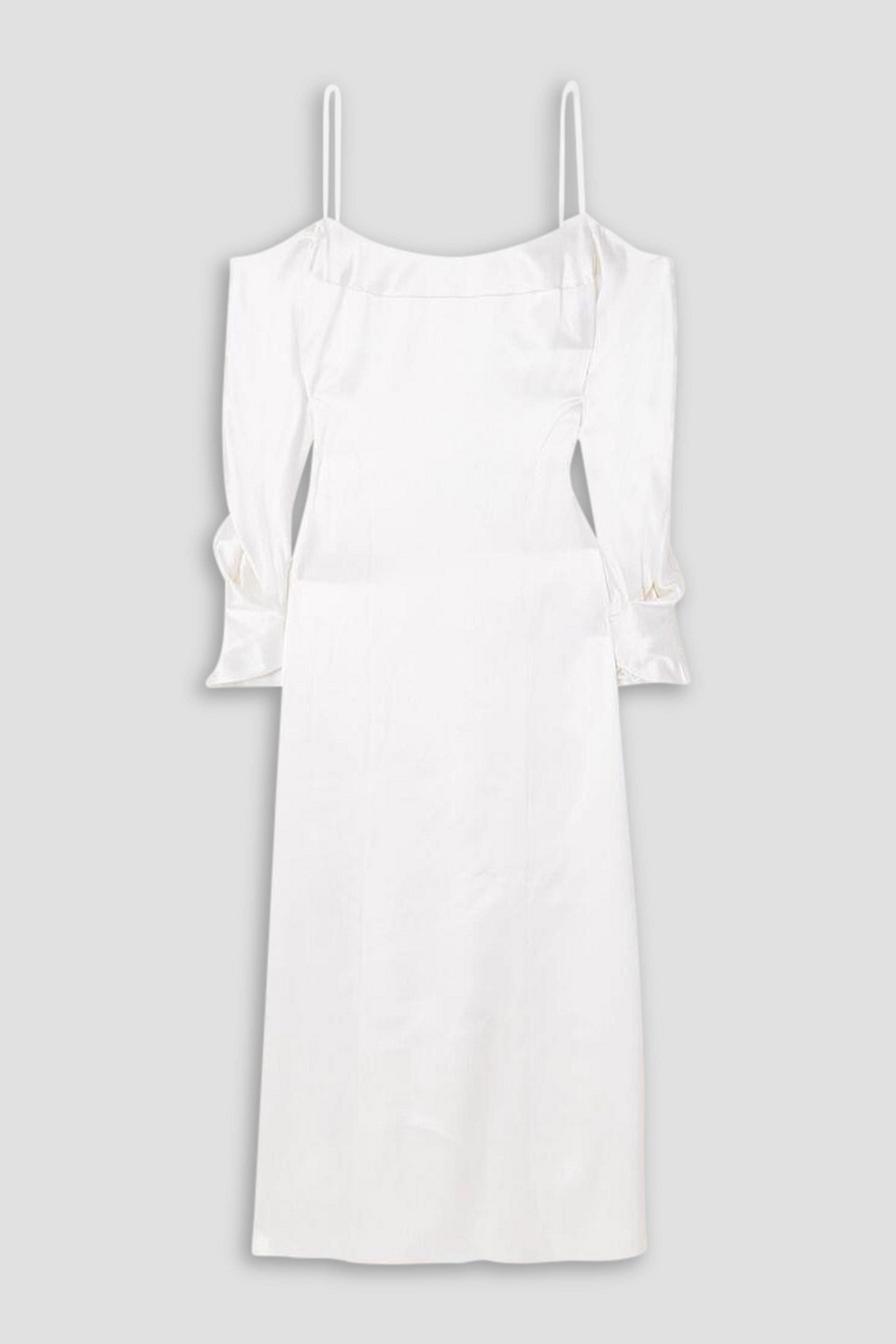 Shop Galvan Valencia Cold-shoulder Silk-satin Maxi Dress In White