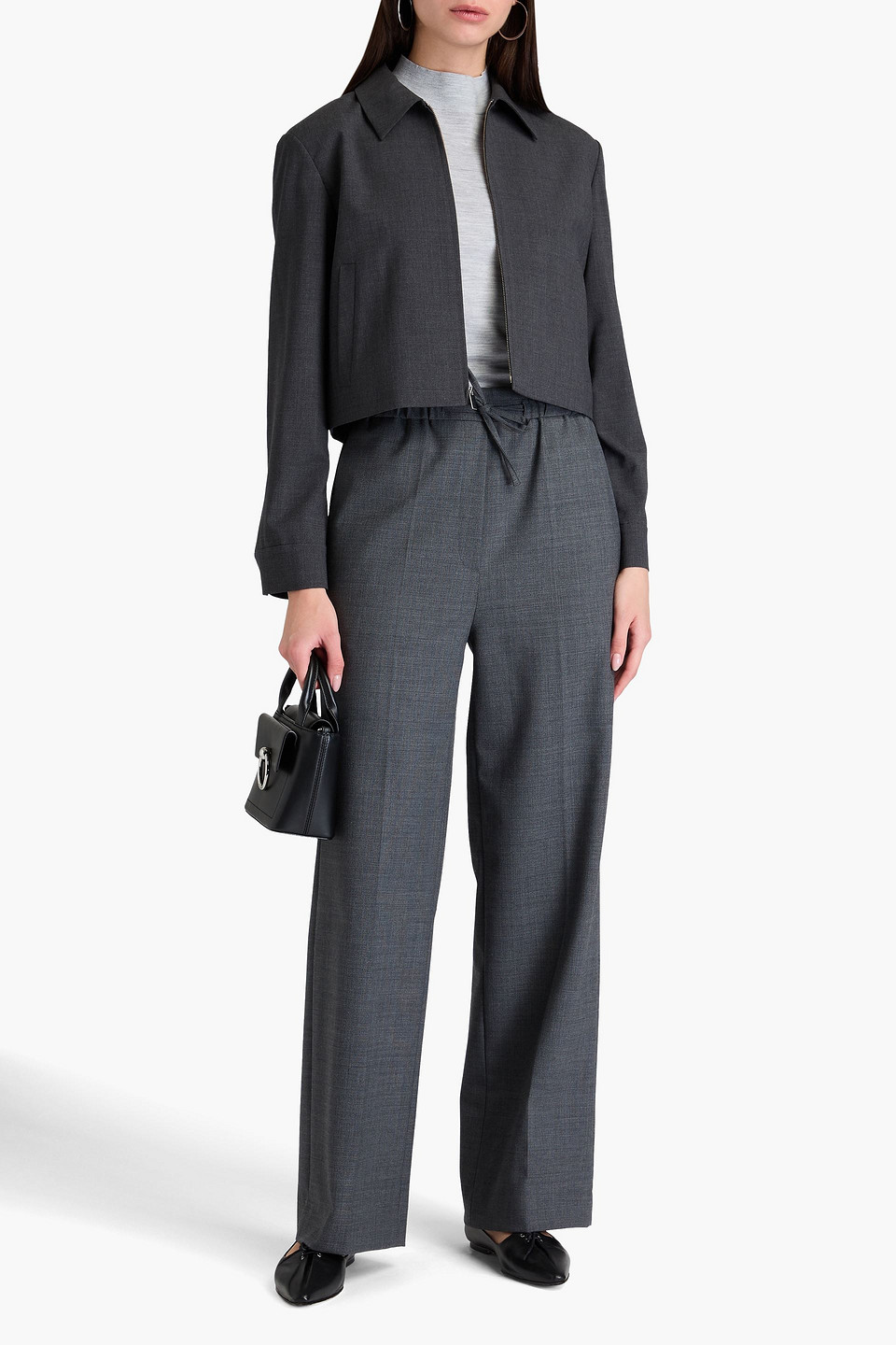 Theory - Cropped Wool-blend Jacket - Gray - Xl 