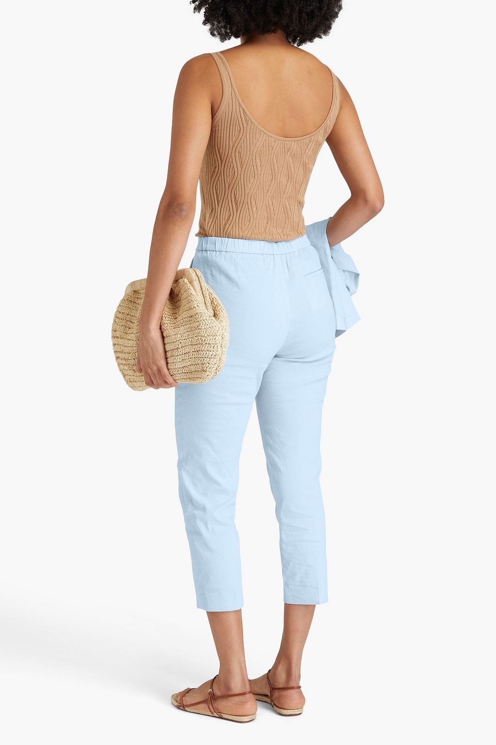 THEORY Cropped linen-blend tapered pants