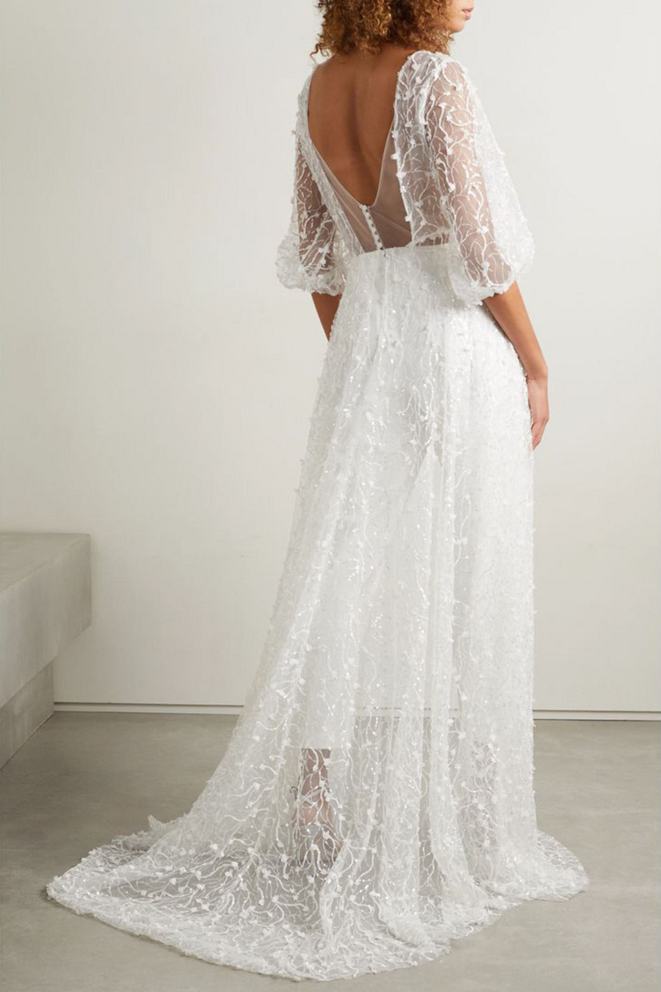 Rime Arodaky Stella Embellished Embroidered Tulle And Crepe Jumpsuit In White