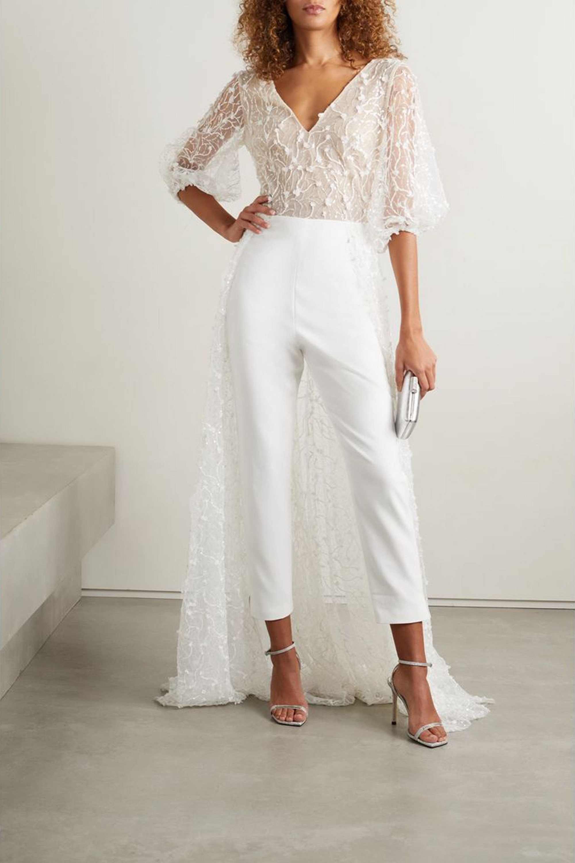 Rime Arodaky Stella embellished embroidered tulle and crepe jumpsuit