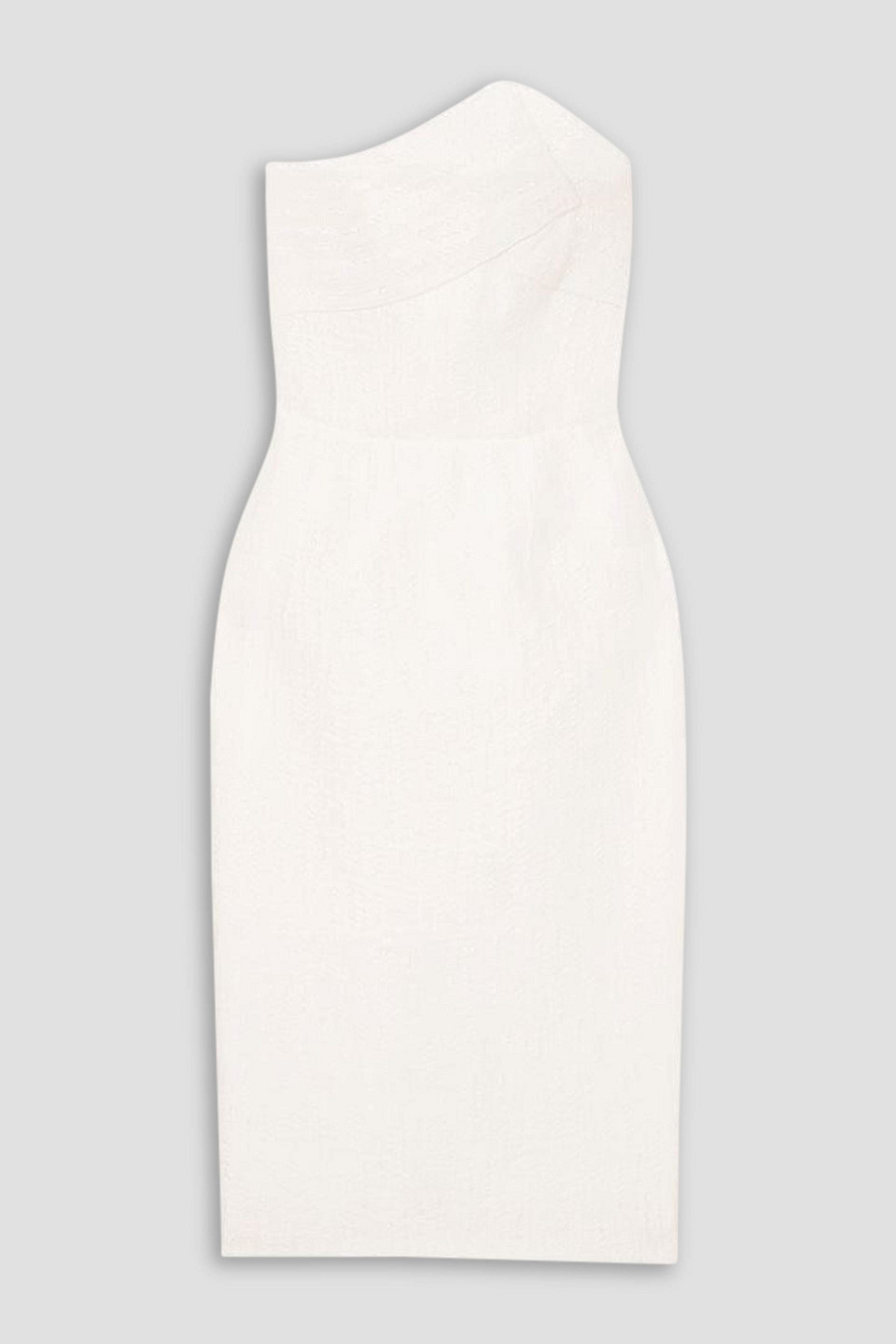 Roland Mouret Senga Strapless Cloqué Dress In White