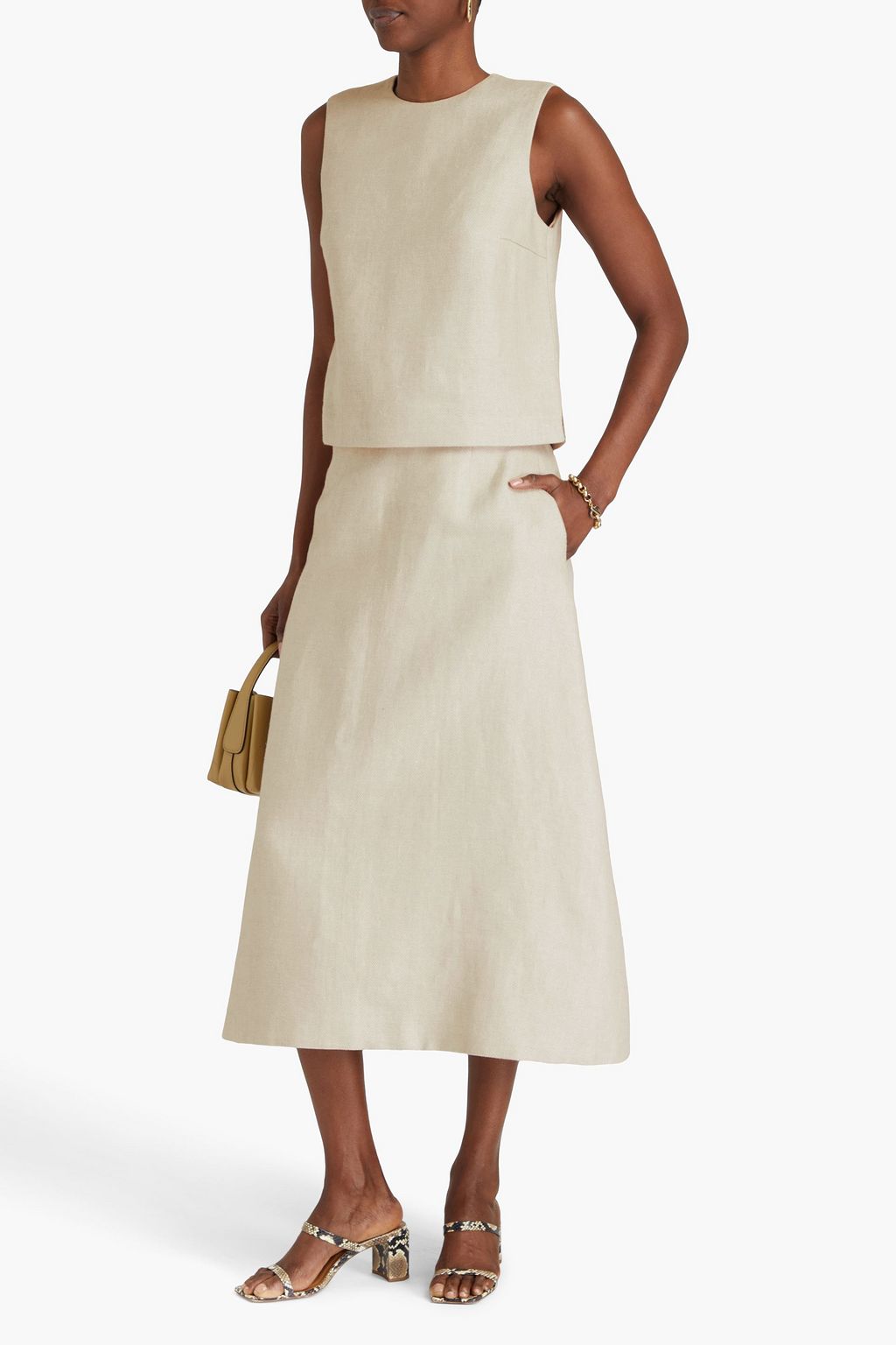 THEORY Linen midi skirt