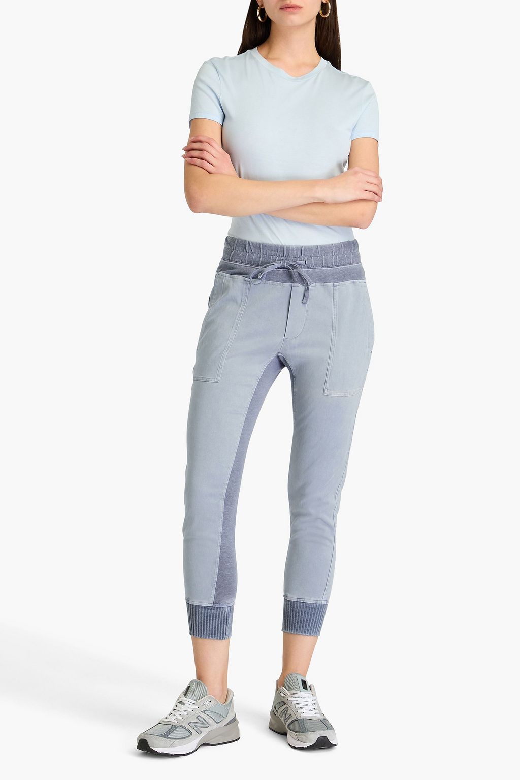 JAMES PERSE Cotton-twill and jersey tapered pants
