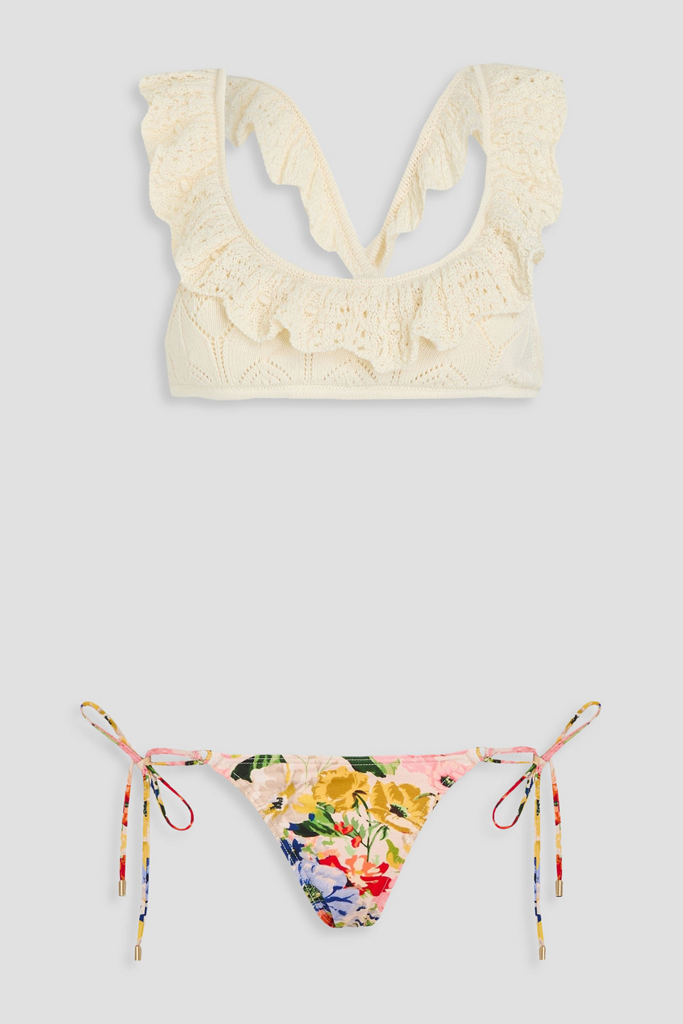 Zimmermann Crochet Bandeau Bikini In Elfenbein