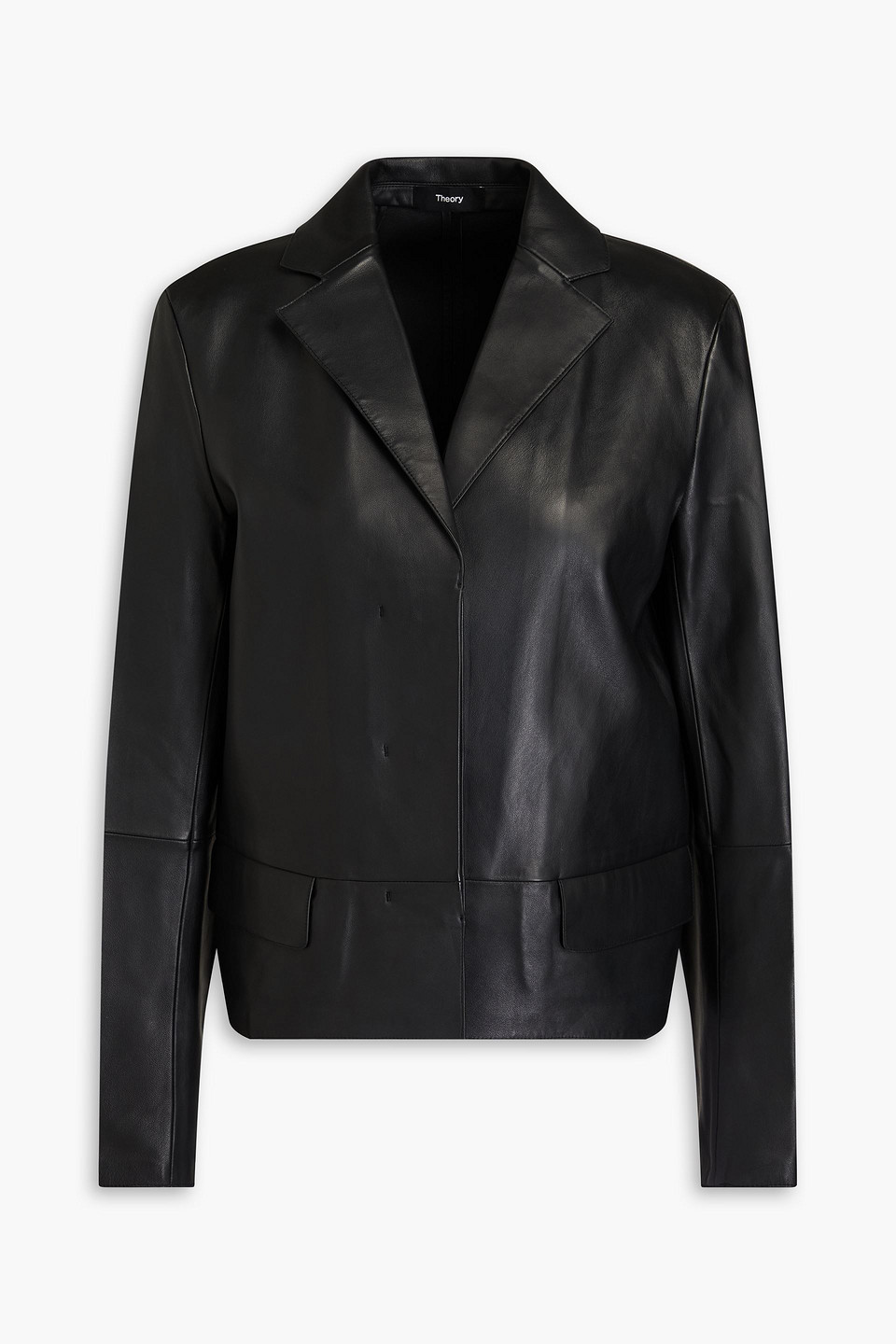 Theory Notched-lapels Leather Blazer In Schwarz