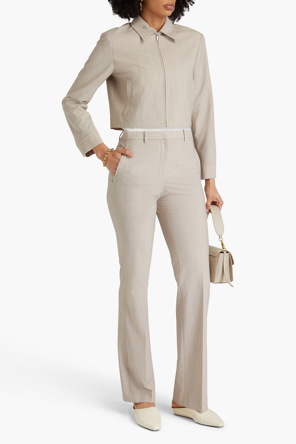  Theory - Cropped Jacke Aus Einer Wollmischung - Neutral - M 