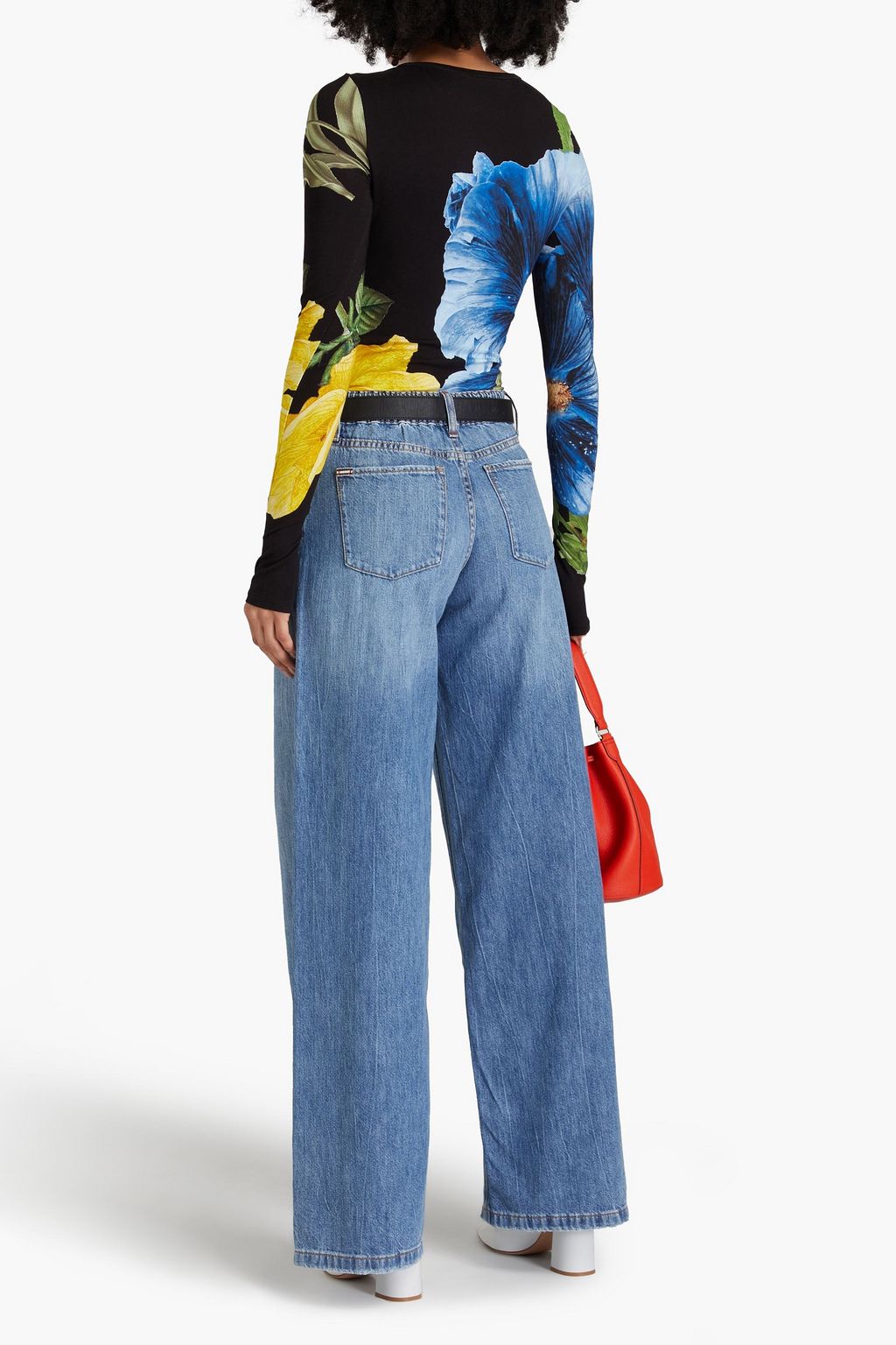 ALICE + OLIVIA JEANS جينز بأرجل واسعة وبخصر مرتفع