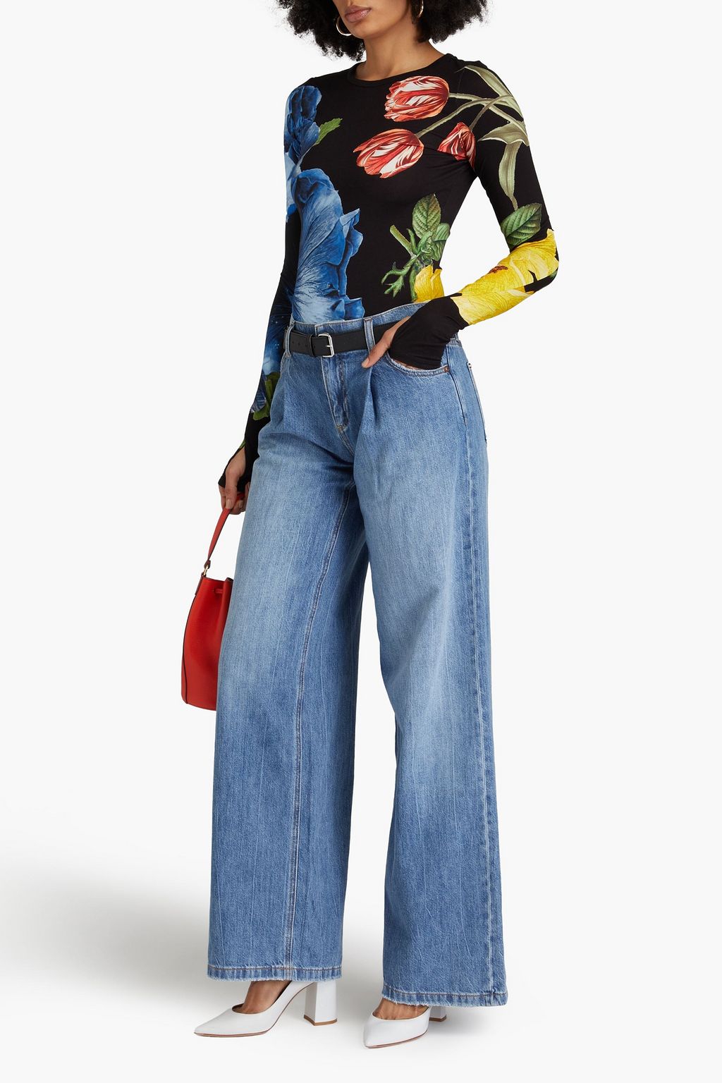 ALICE + OLIVIA JEANS جينز بأرجل واسعة وبخصر مرتفع