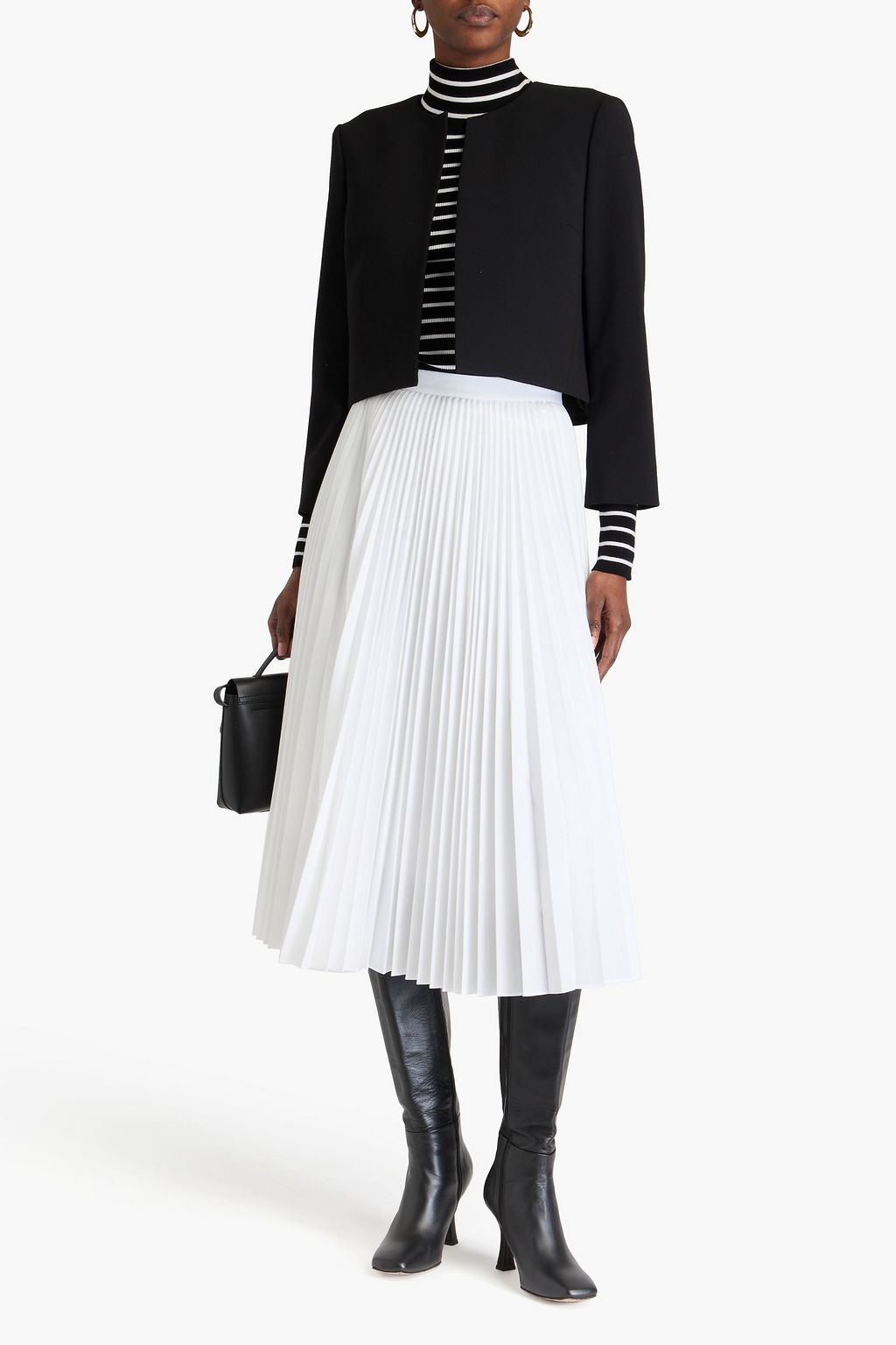 THEORY Pleated poplin midi skirt