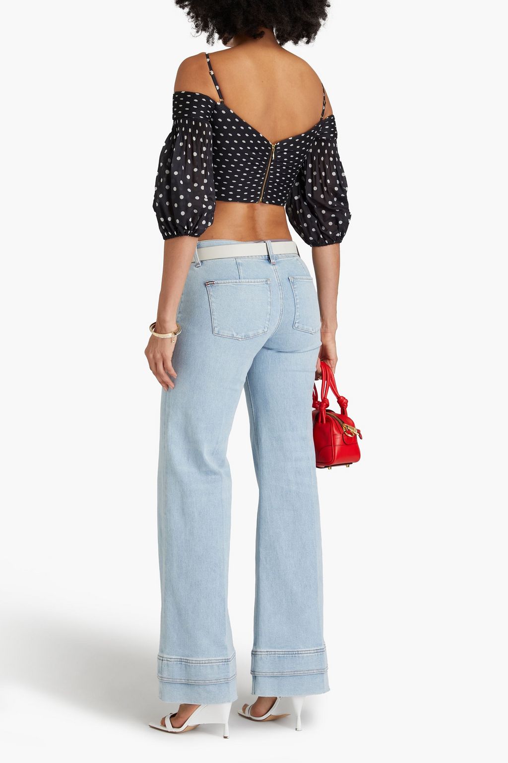 ALICE + OLIVIA JEANS جينز بحواف واسعة وبخصر متوسط الارتفاع