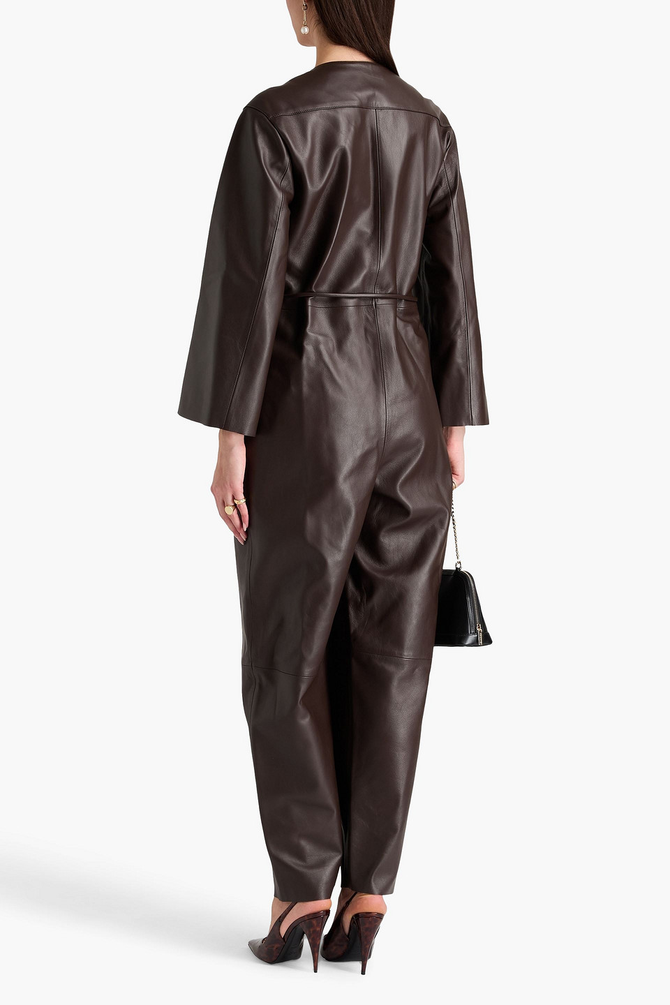 Zimmermann Jumpsuit Aus Leder Mit Falten In Schokolade