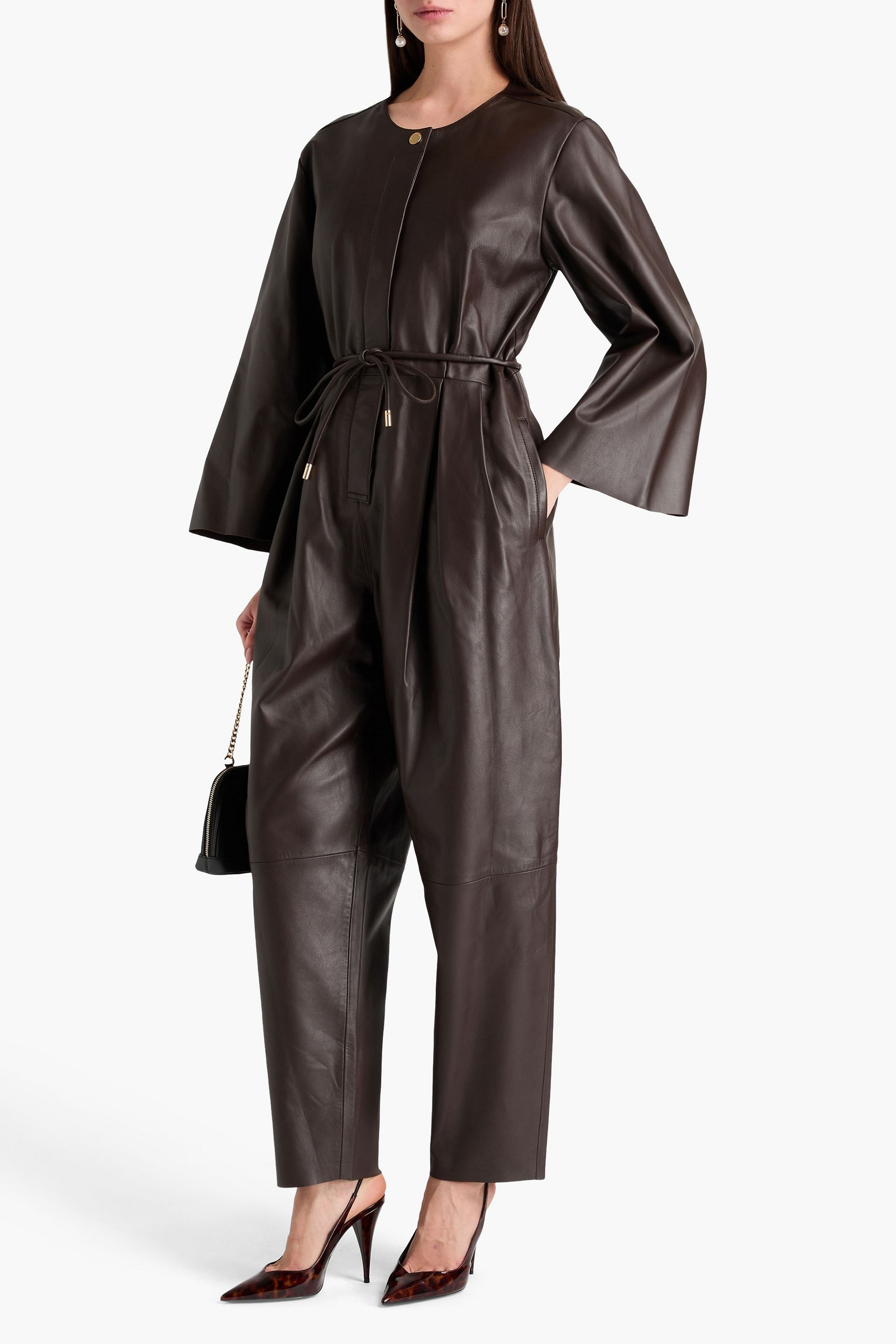 Zimmermann Pleated leather jumpsuit