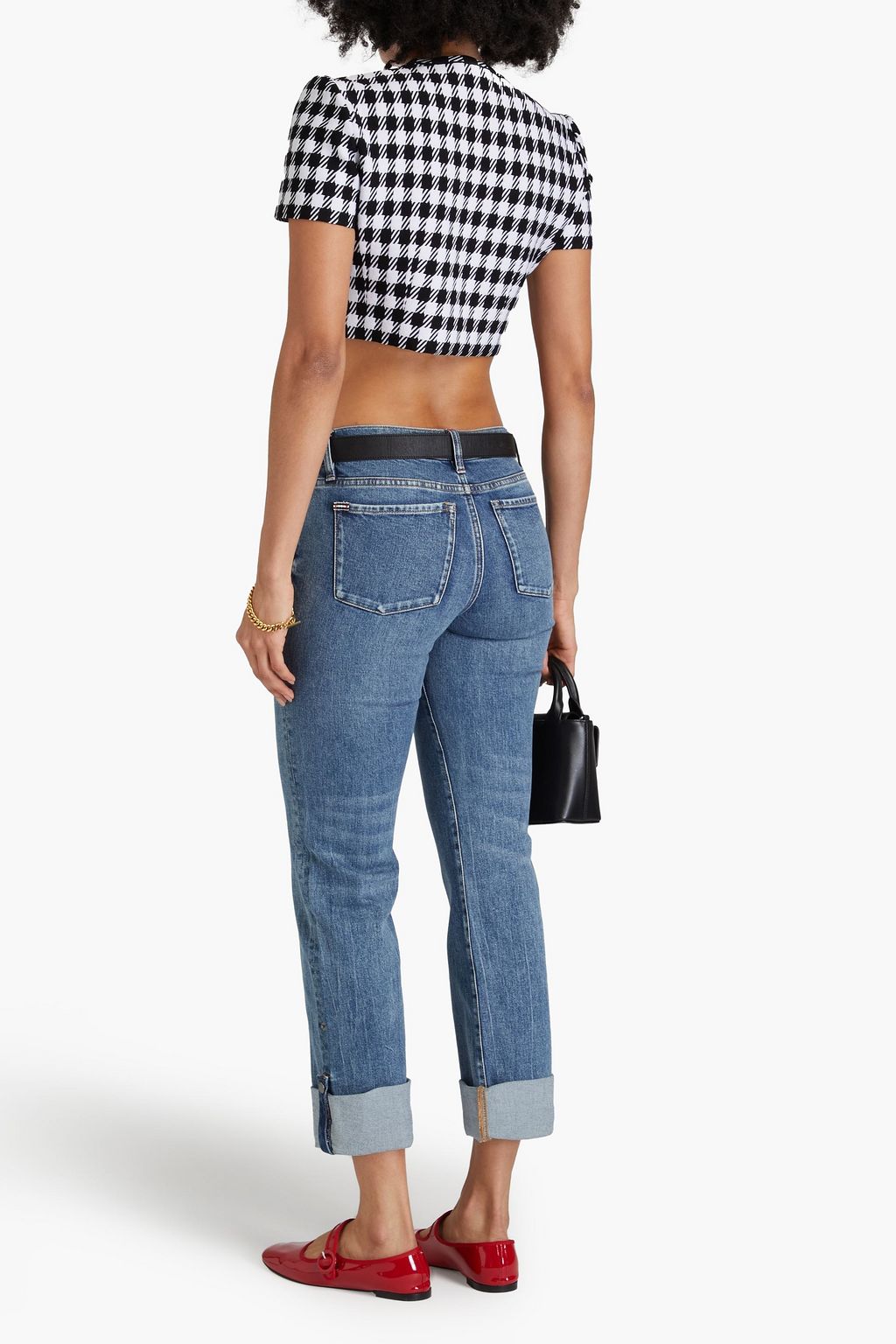 ALICE + OLIVIA JEANS جينز بأرجل مستقيمة وبخصر متوسط الارتفاع