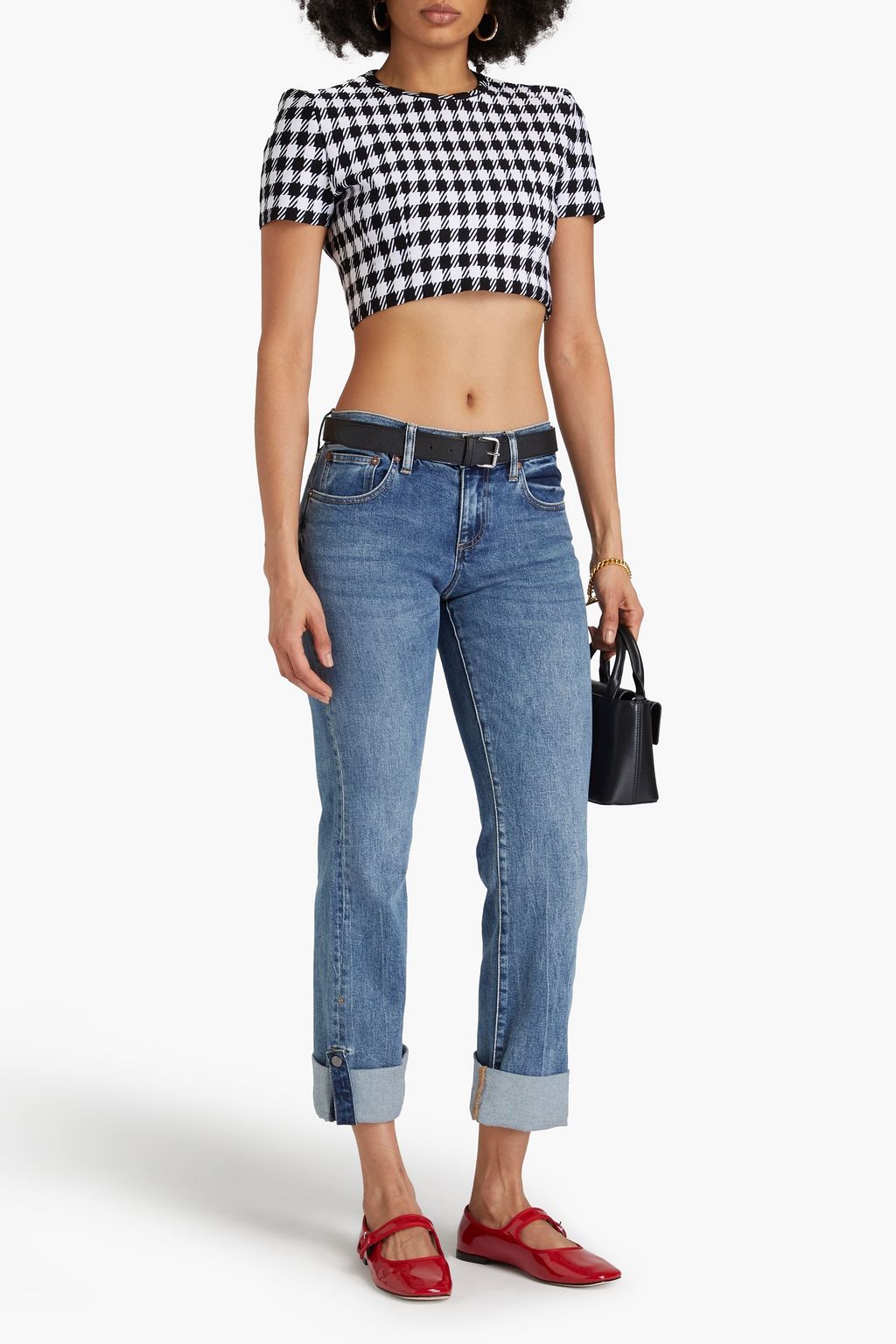 ALICE + OLIVIA JEANS جينز بأرجل مستقيمة وبخصر متوسط الارتفاع
