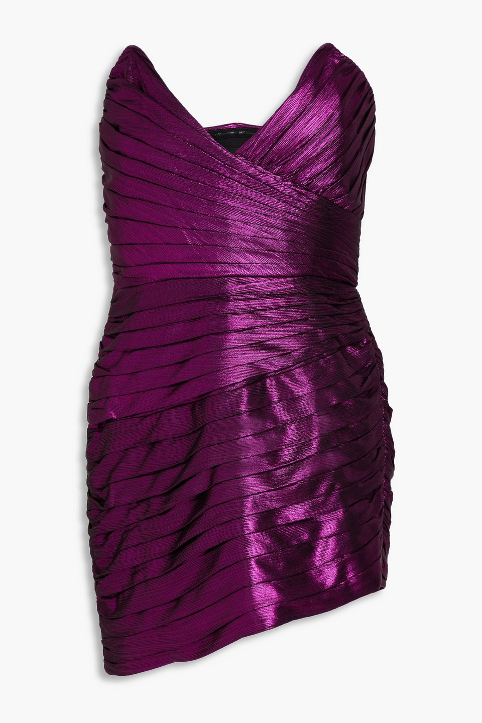 Retrofête - Nala strapless ruched metallic jersey mini dress - Purple - L