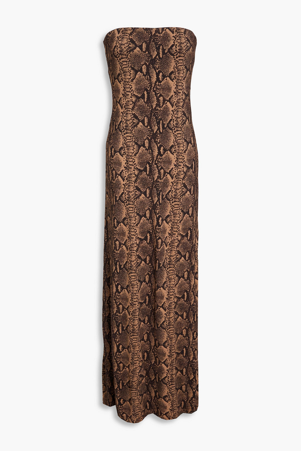 Alice And Olivia Strapless Snake-print Jersey Maxi Dress In Animal Print