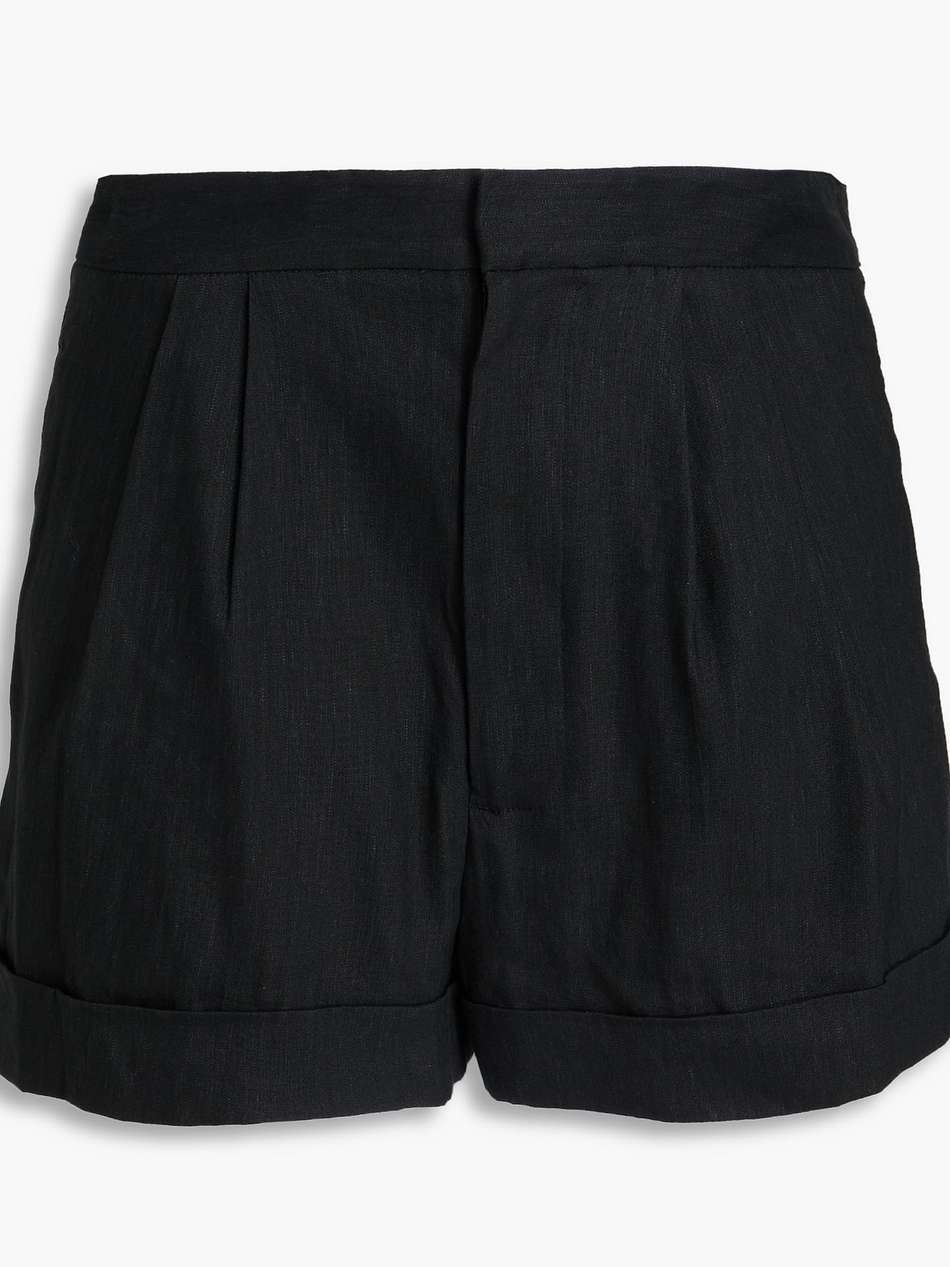 pleated linen-blend shorts