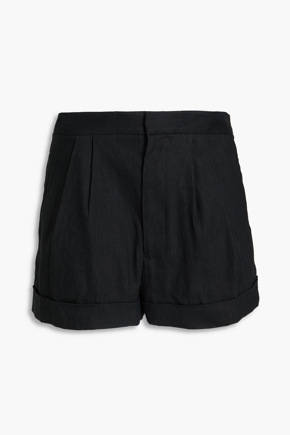 ALICE AND OLIVIA PLEATED LINEN-BLEND SHORTS