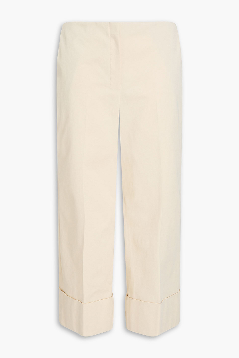 Theory Cropped Stretch-cotton Twill Bootcut Trousers In White