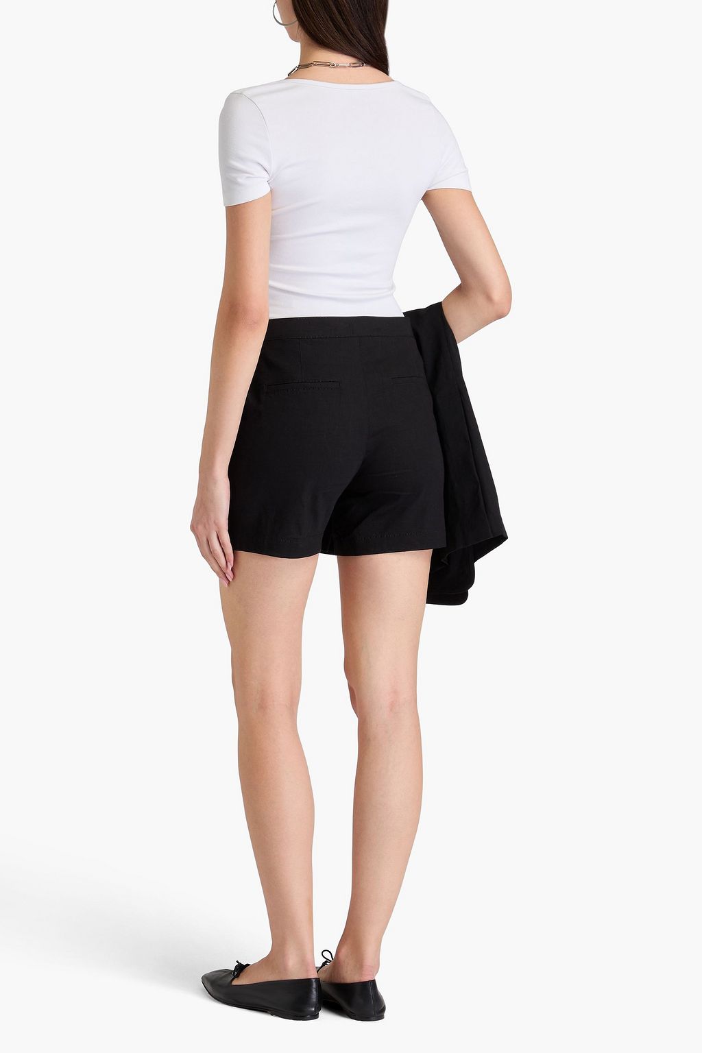 THEORY ストレッチリネン混クレープ ショートパンツ