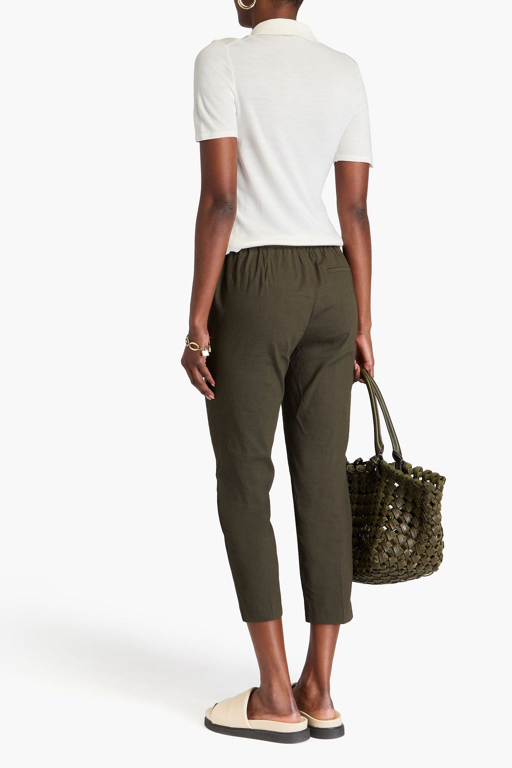 THEORY Cropped linen-blend tapered pants