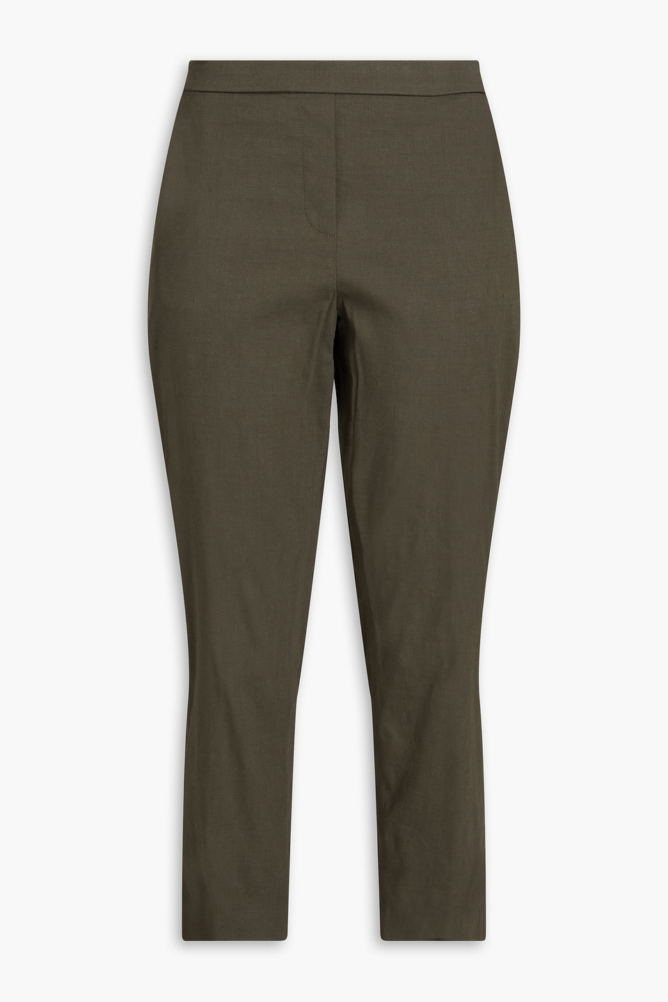 Theory Treeca Good Linen Cropped Pull-on Ankle Pants In Grün