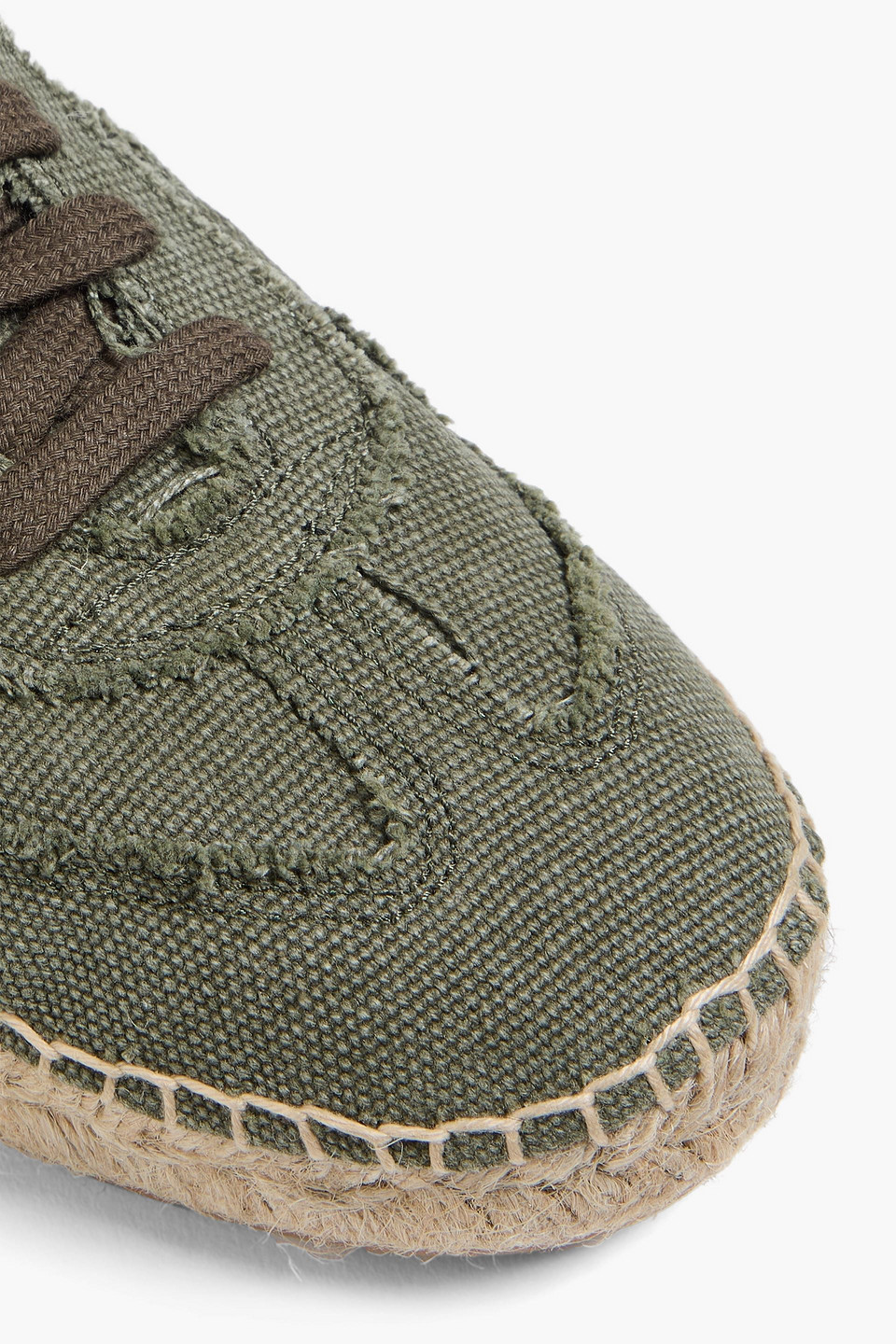 Shop Maison Margiela Replica Frayed Canvas Espadrille Sneakers In Salbeigrün