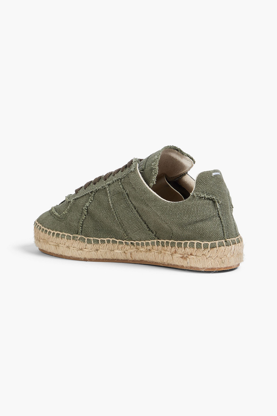 Shop Maison Margiela Replica Frayed Canvas Espadrille Sneakers In Salbeigrün