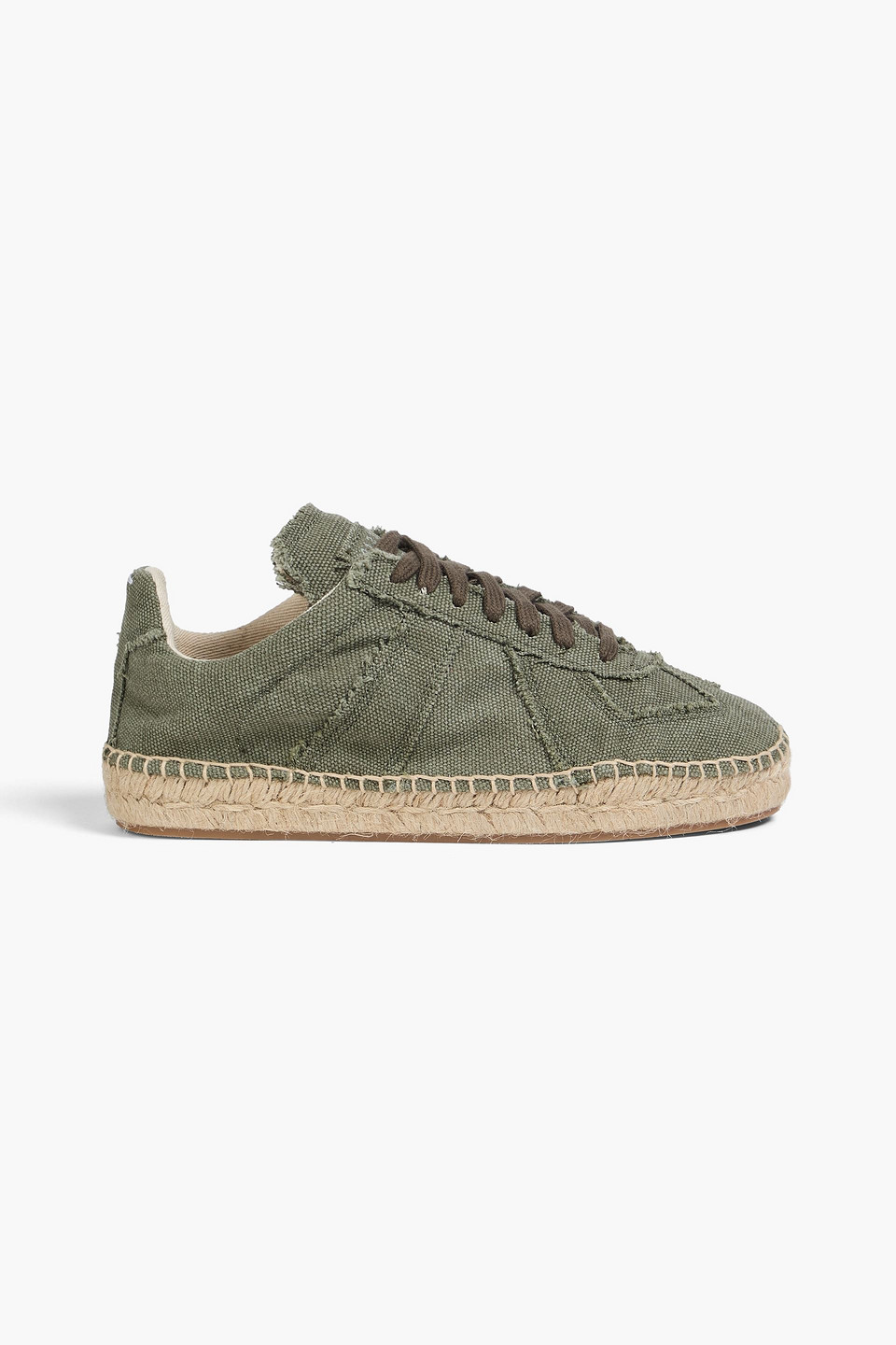 Maison Margiela Mm22 Canvas Low Top Sneakers With Jute Detail In Salbeigrün