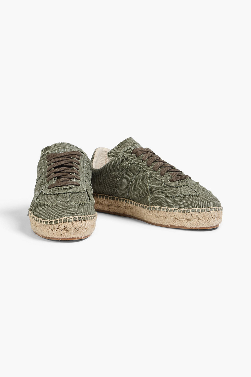 Shop Maison Margiela Replica Frayed Canvas Espadrille Sneakers In Salbeigrün