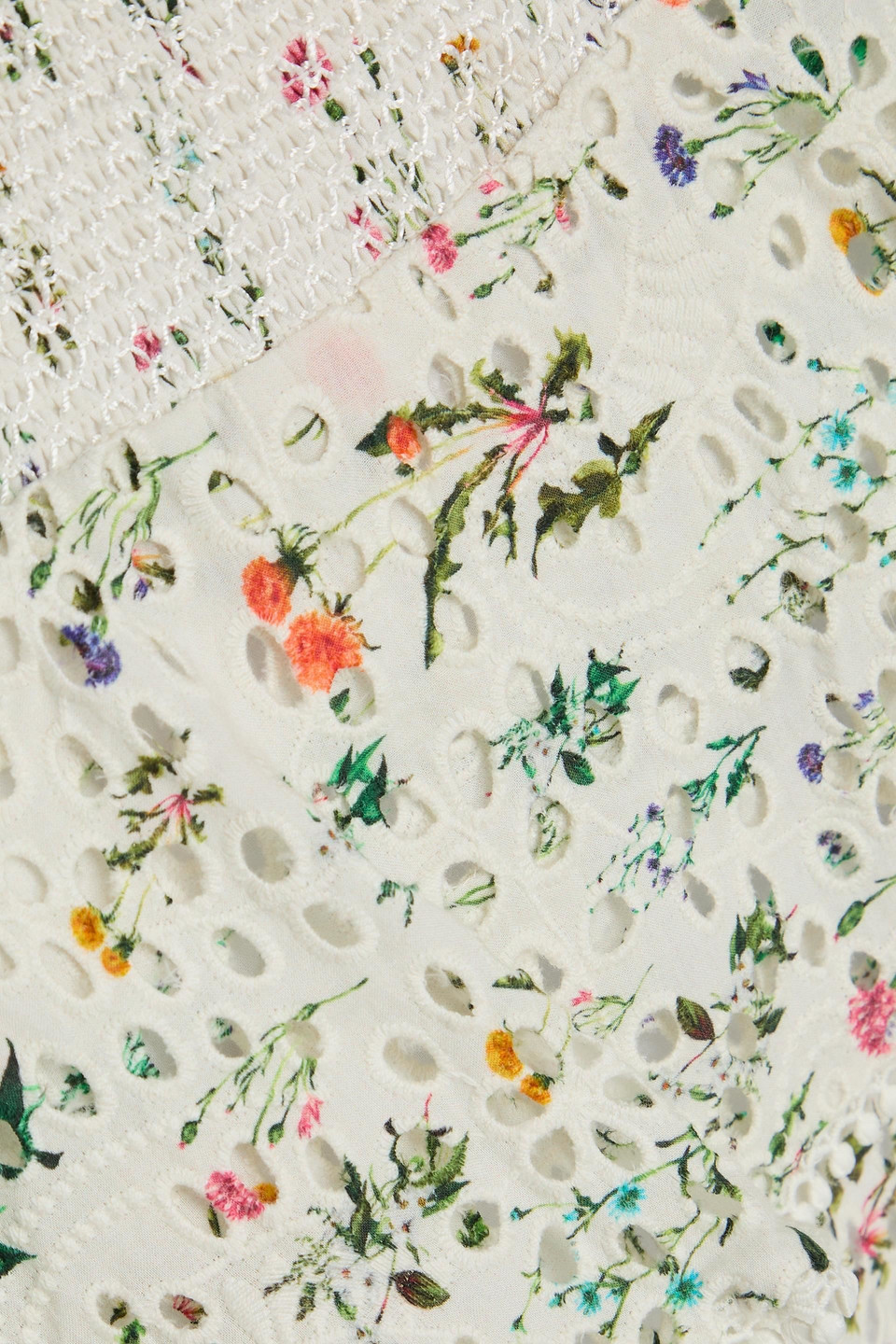 Alice And Olivia Joey Floral-print Broderie Anglaise Cotton Mini Skirt In Ivory