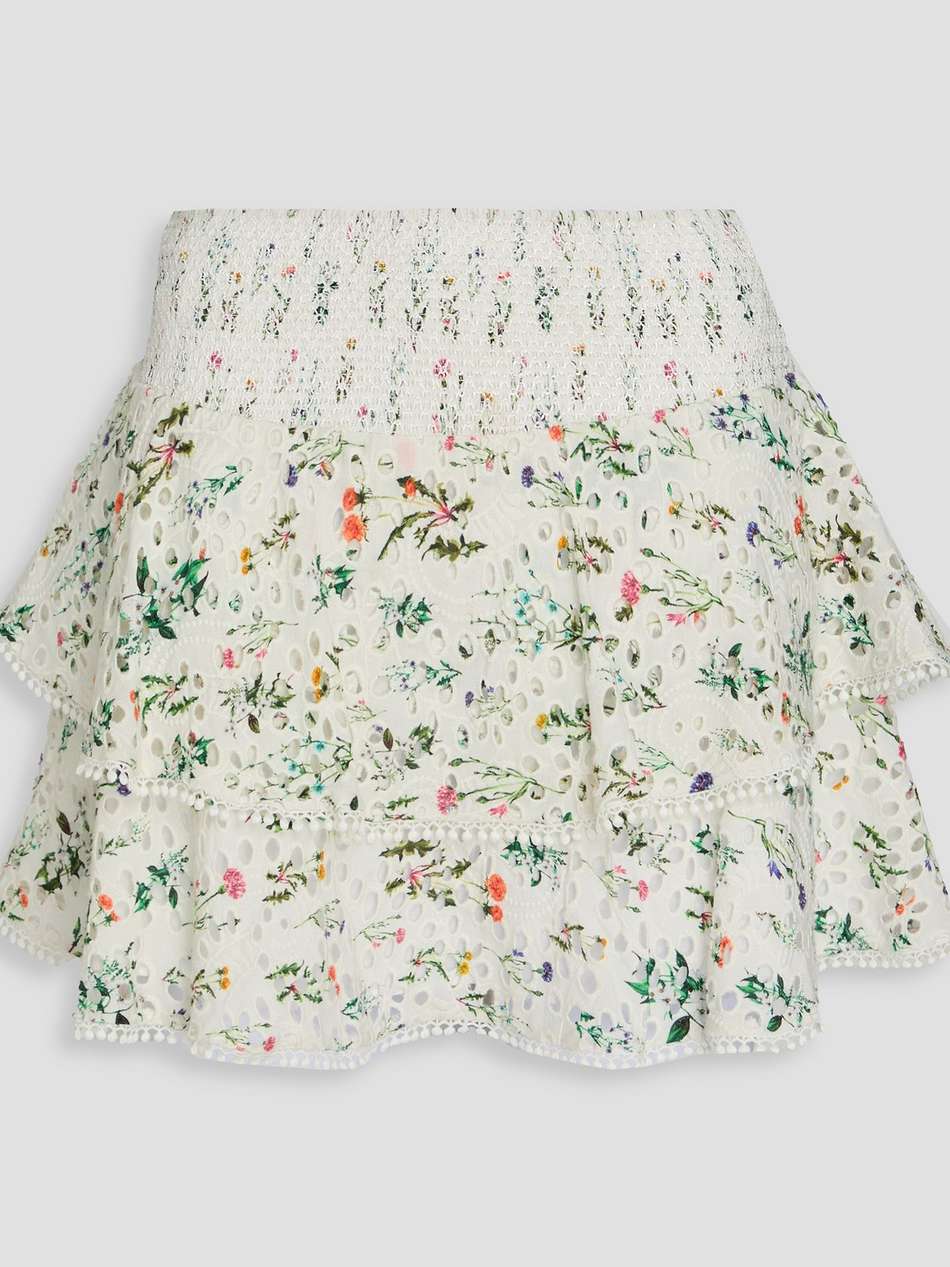 joey floral-print broderie anglaise cotton mini skirt