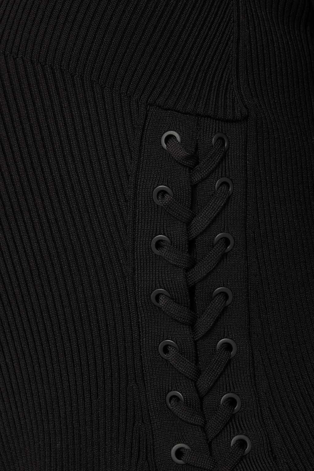 SIMKHAI Daphane lace-up ribbed-knit top