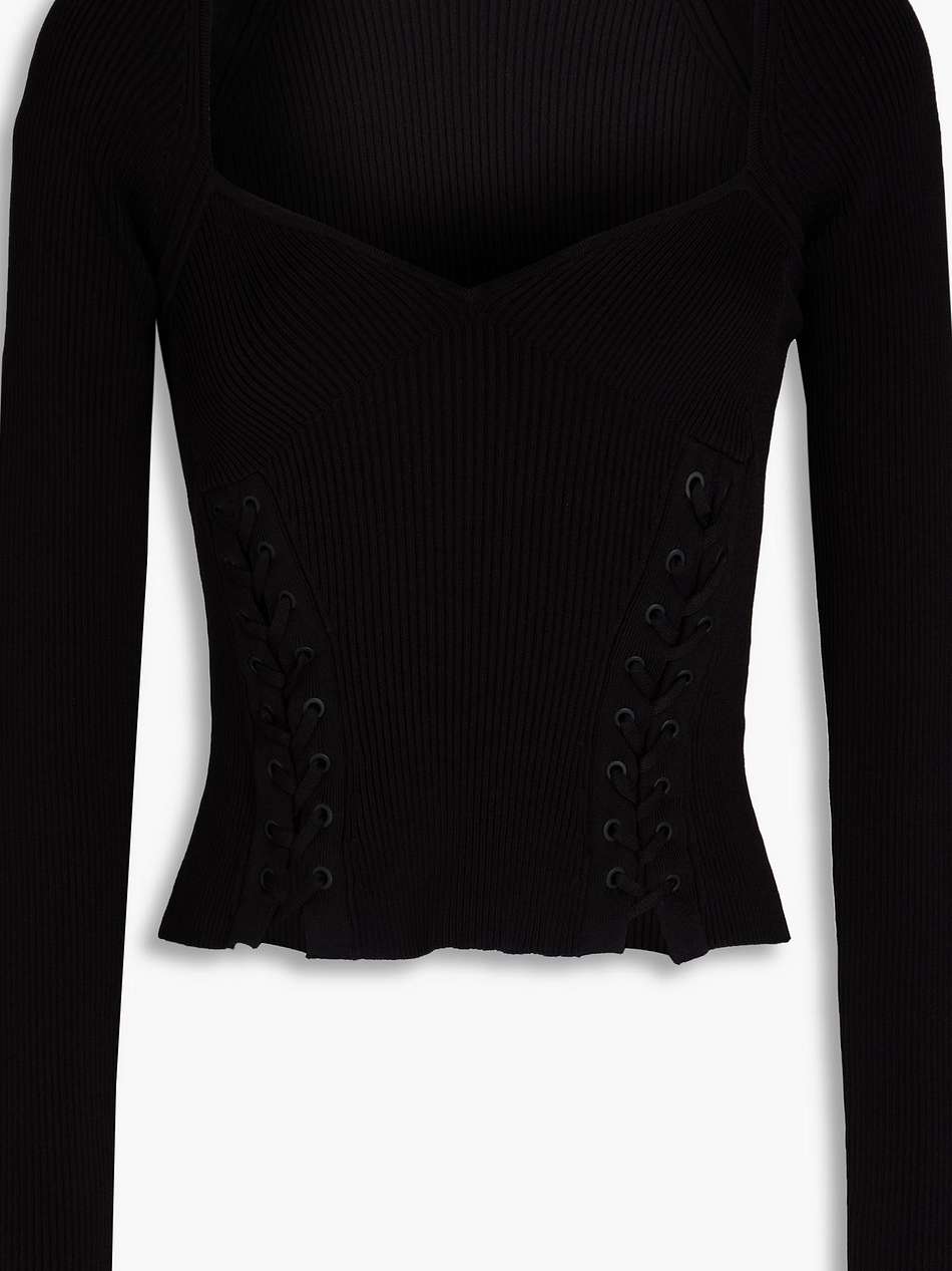 daphane lace-up ribbed-knit top