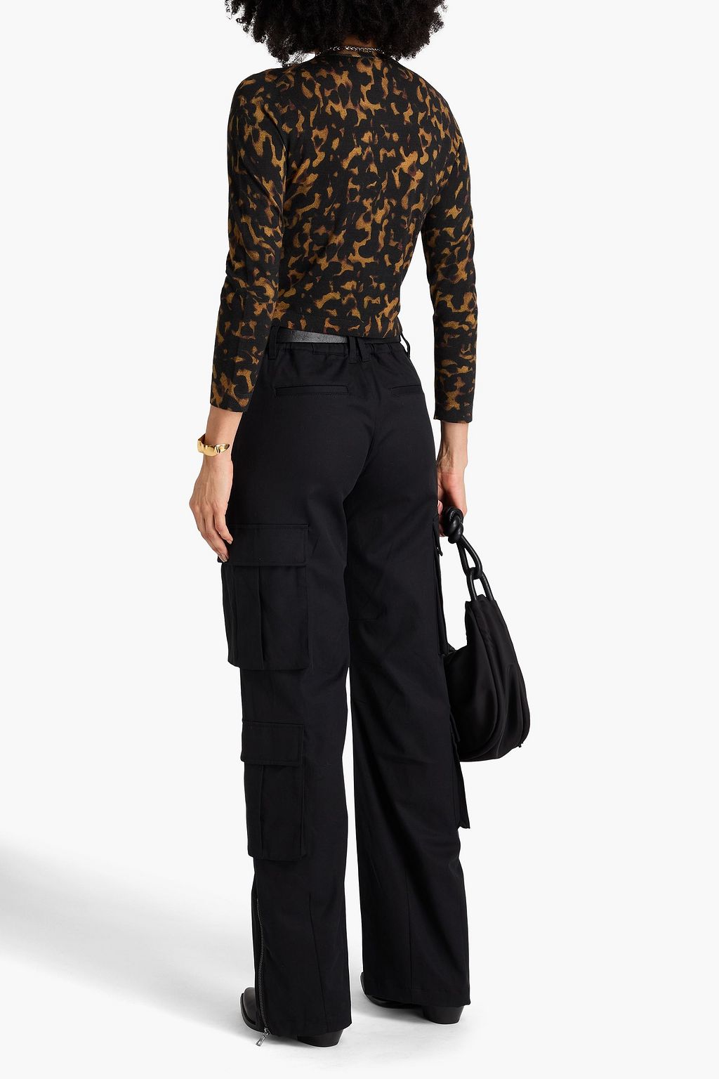 ALICE + OLIVIA بنطال كارغو "أكيرس" من مزيج اللايوسيل والتويل