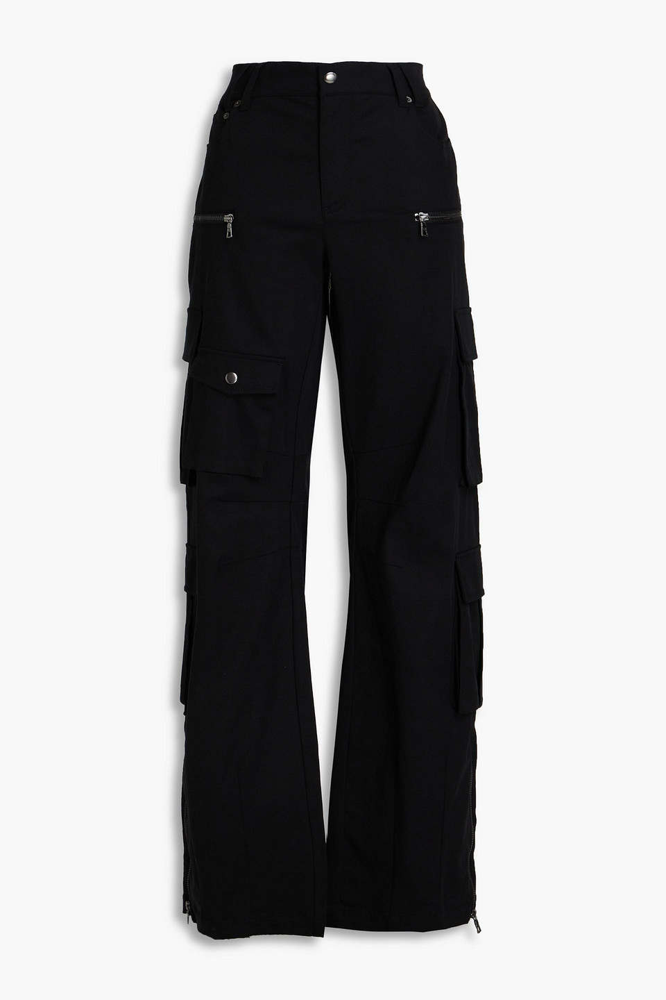 Alice And Olivia Akers Lyocell-blend Twill Cargo Trousers In Black