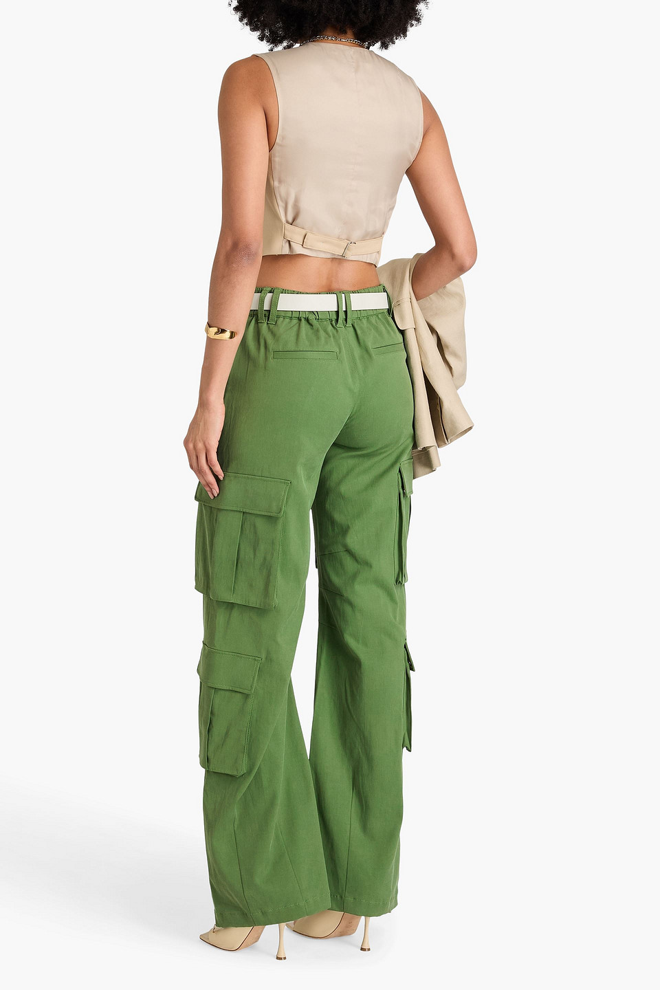 Alice And Olivia Akers Oversized Cargo Pant In Leaf Green
