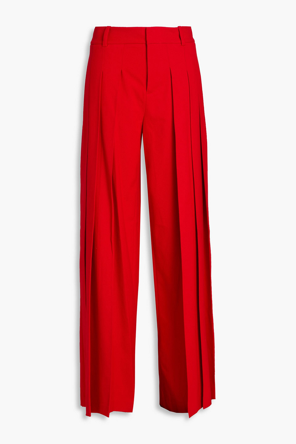 Alice And Olivia Calvin Pleated Twill Wide-leg Pants In Red